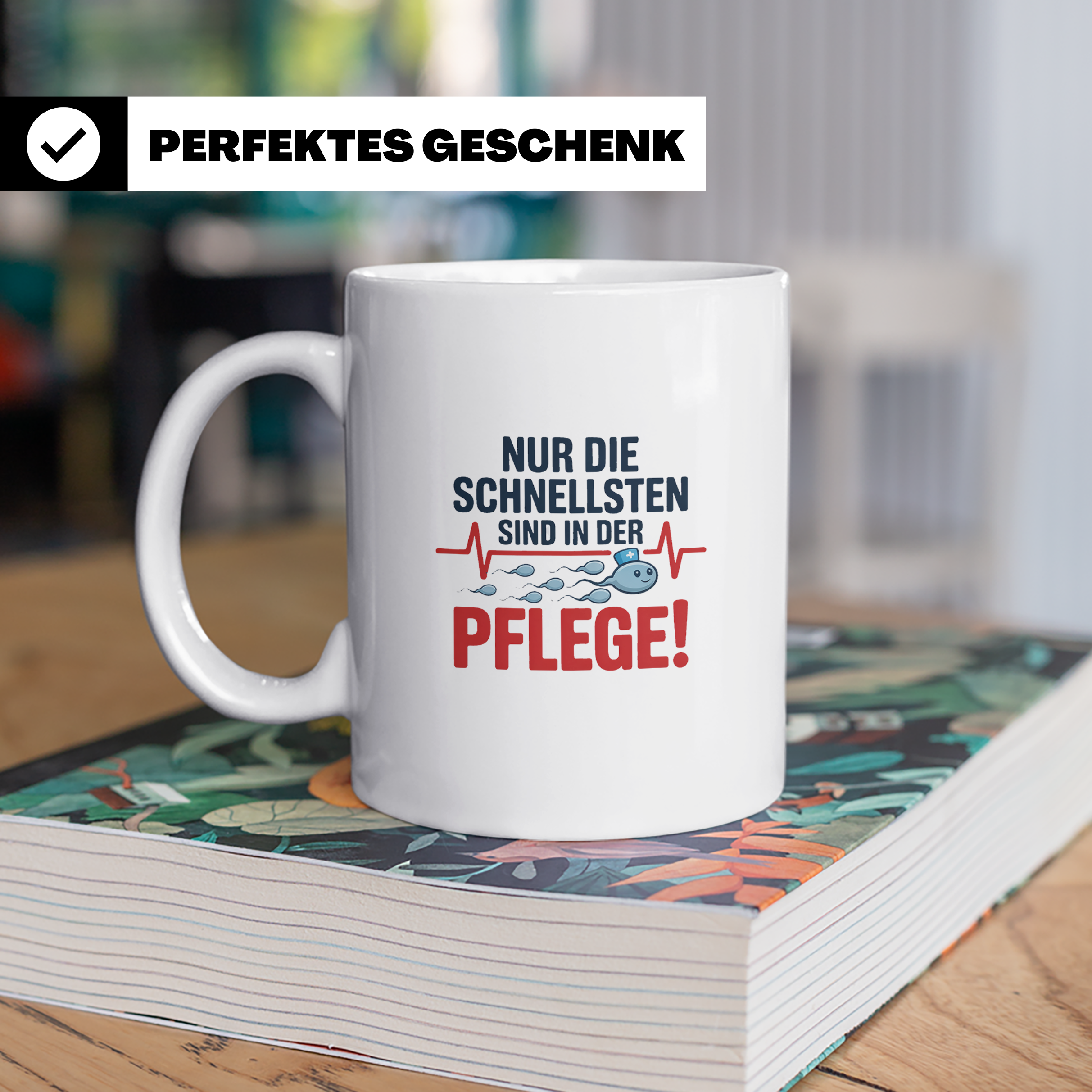 Pflege Kaffeetasse Nur die Schnellsten in der Pflege! Gesche – Weiß [farbe:weiß]