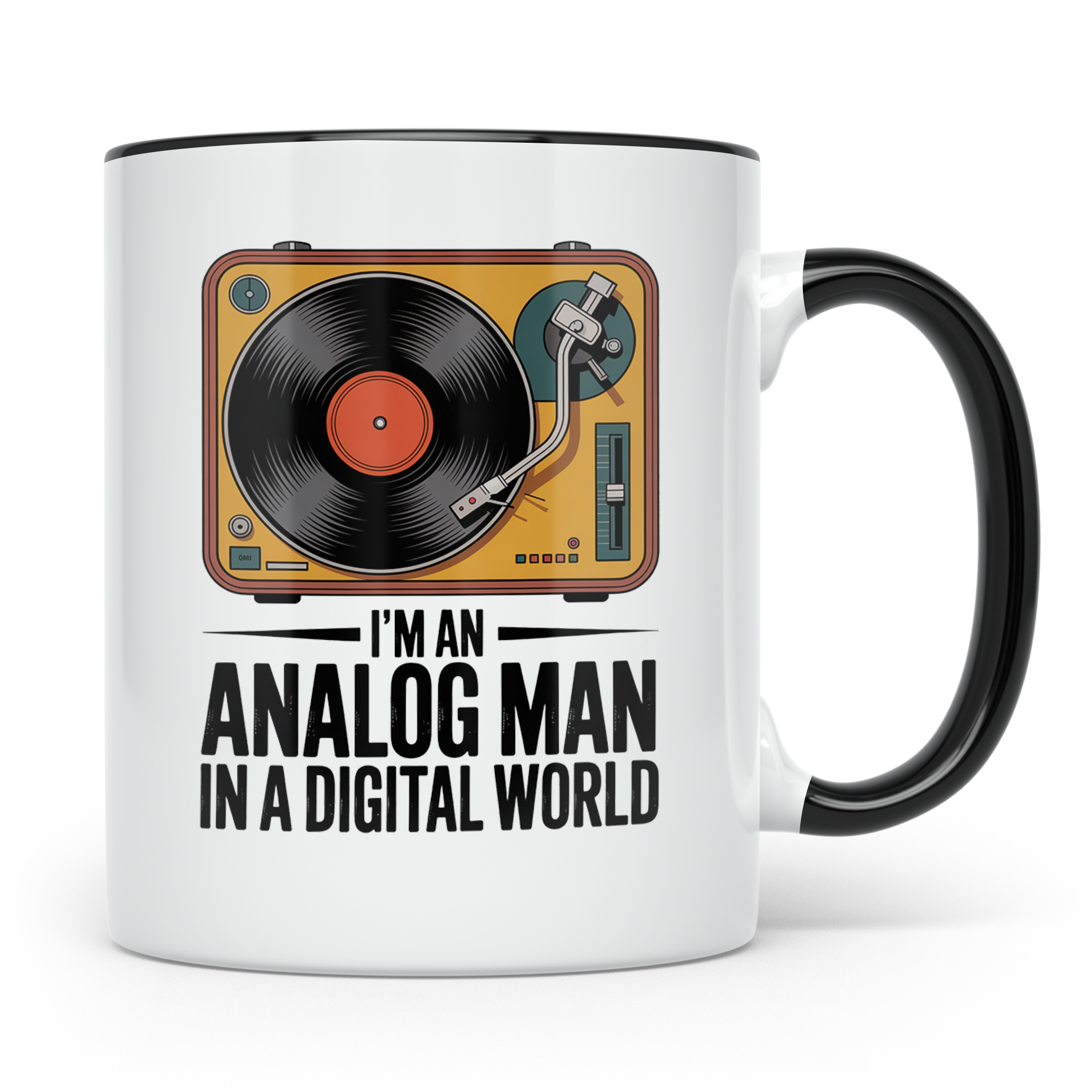 Vinyl Schallplattenspieler Kaffeetasse - Analog Mann Musik R – Schwarz [farbe:schwarz]