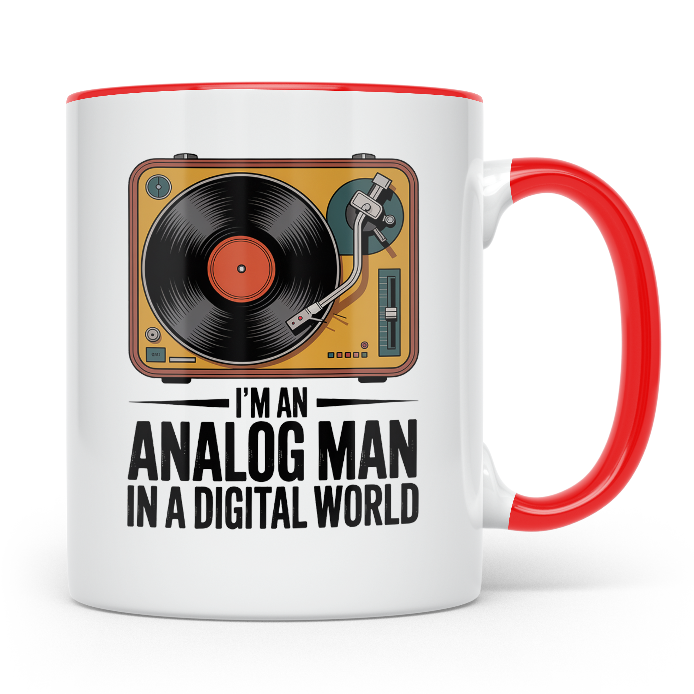 Vinyl Schallplattenspieler Kaffeetasse - Analog Mann Musik R – Rot [farbe:rot]