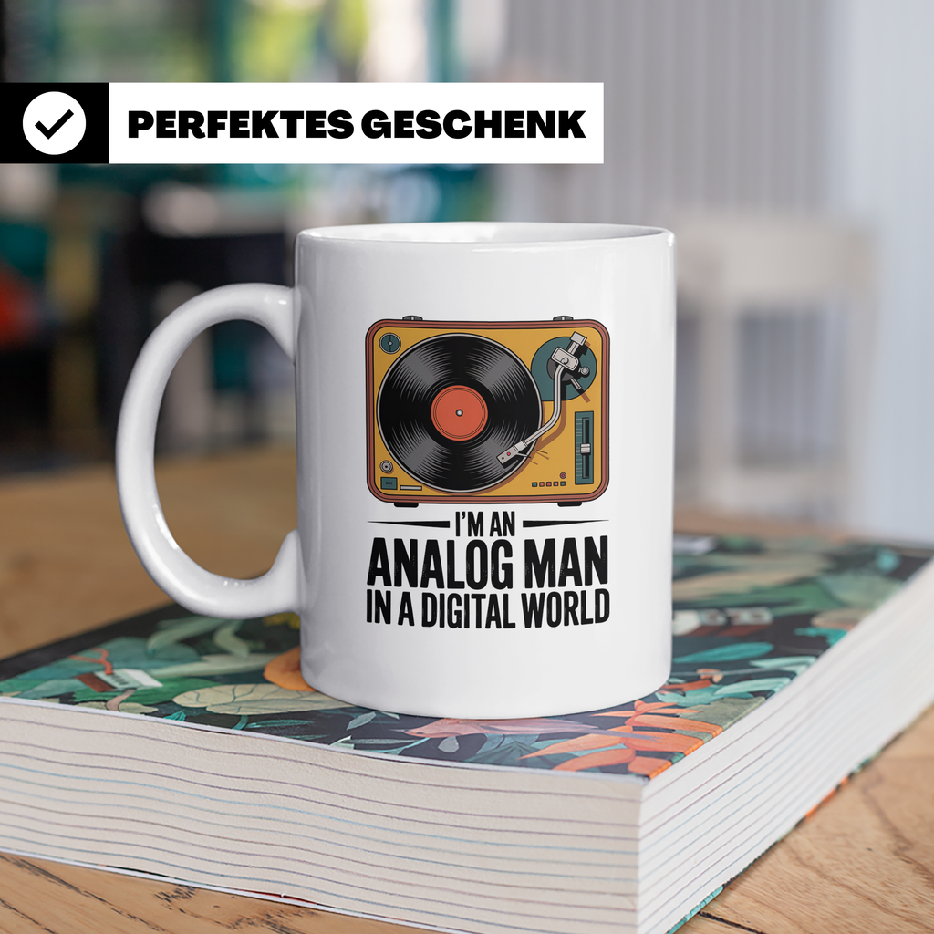 Vinyl Schallplattenspieler Kaffeetasse - Analog Mann Musik R – Weiß [farbe:weiß]