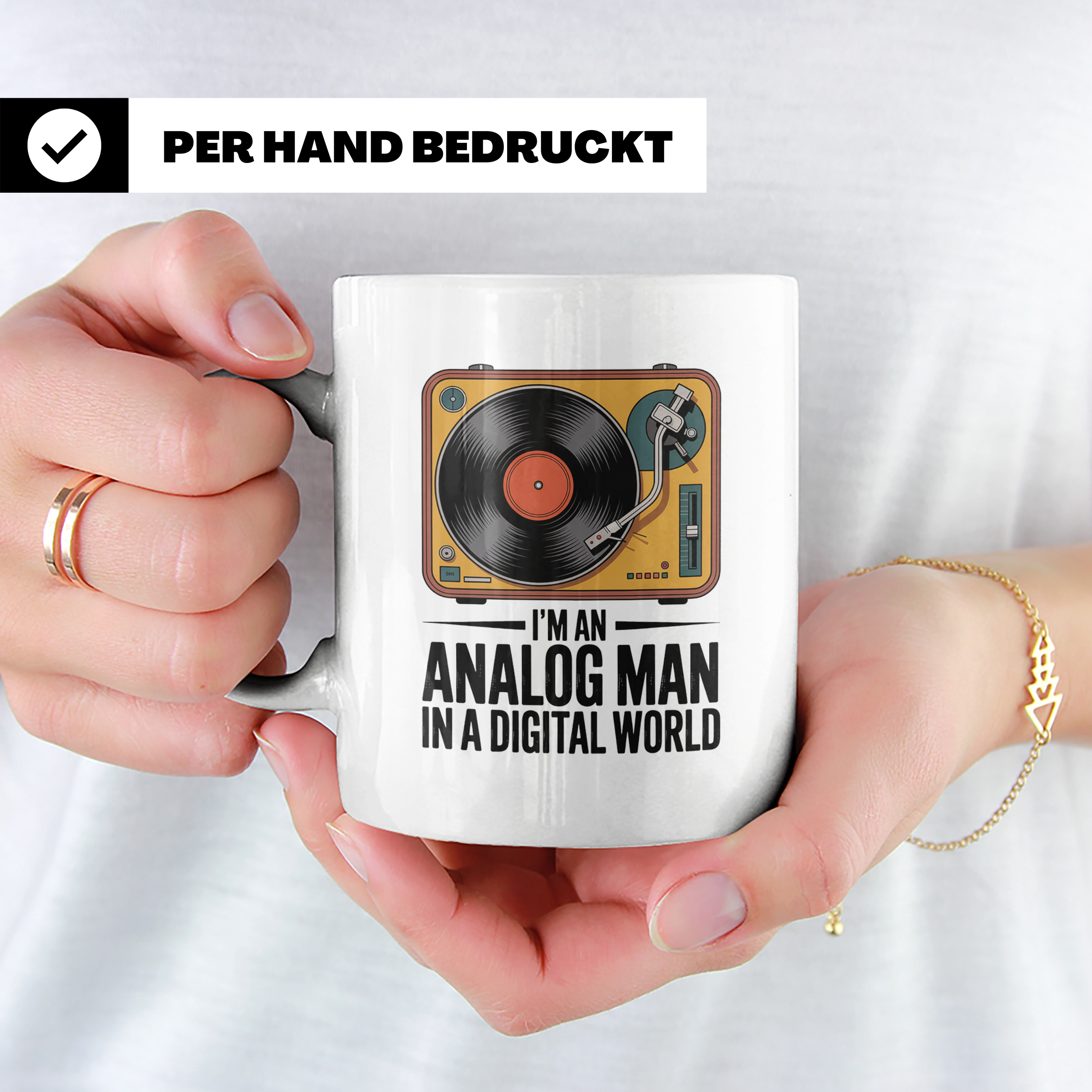 Vinyl Schallplattenspieler Kaffeetasse - Analog Mann Musik R – Weiß [farbe:weiß]