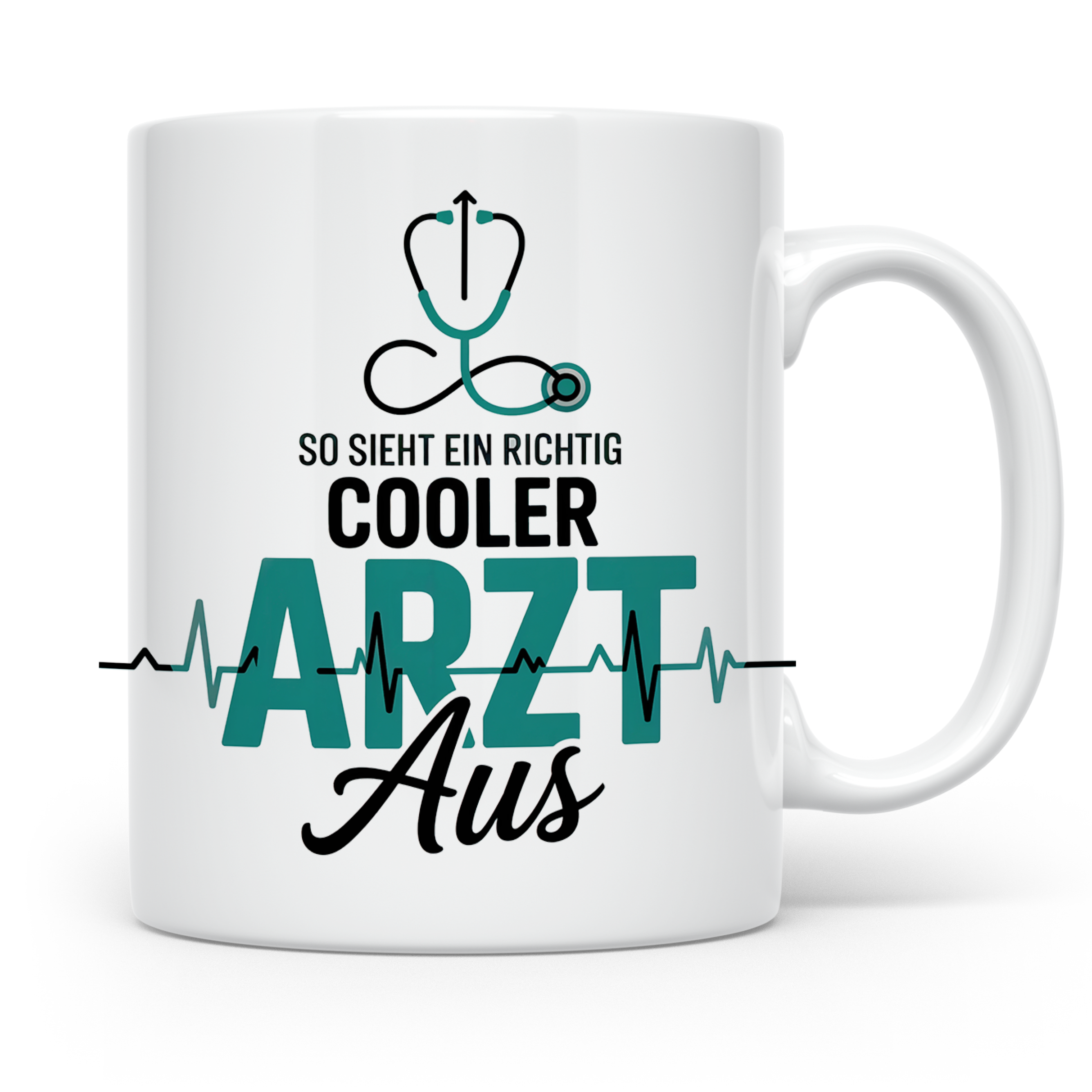 Cooler Arzt Tasse - Mediziner Geschenkidee mit Stethoskop & Herzschlag - Für Ärzte, Medizinstudenten & Assistenzärzte