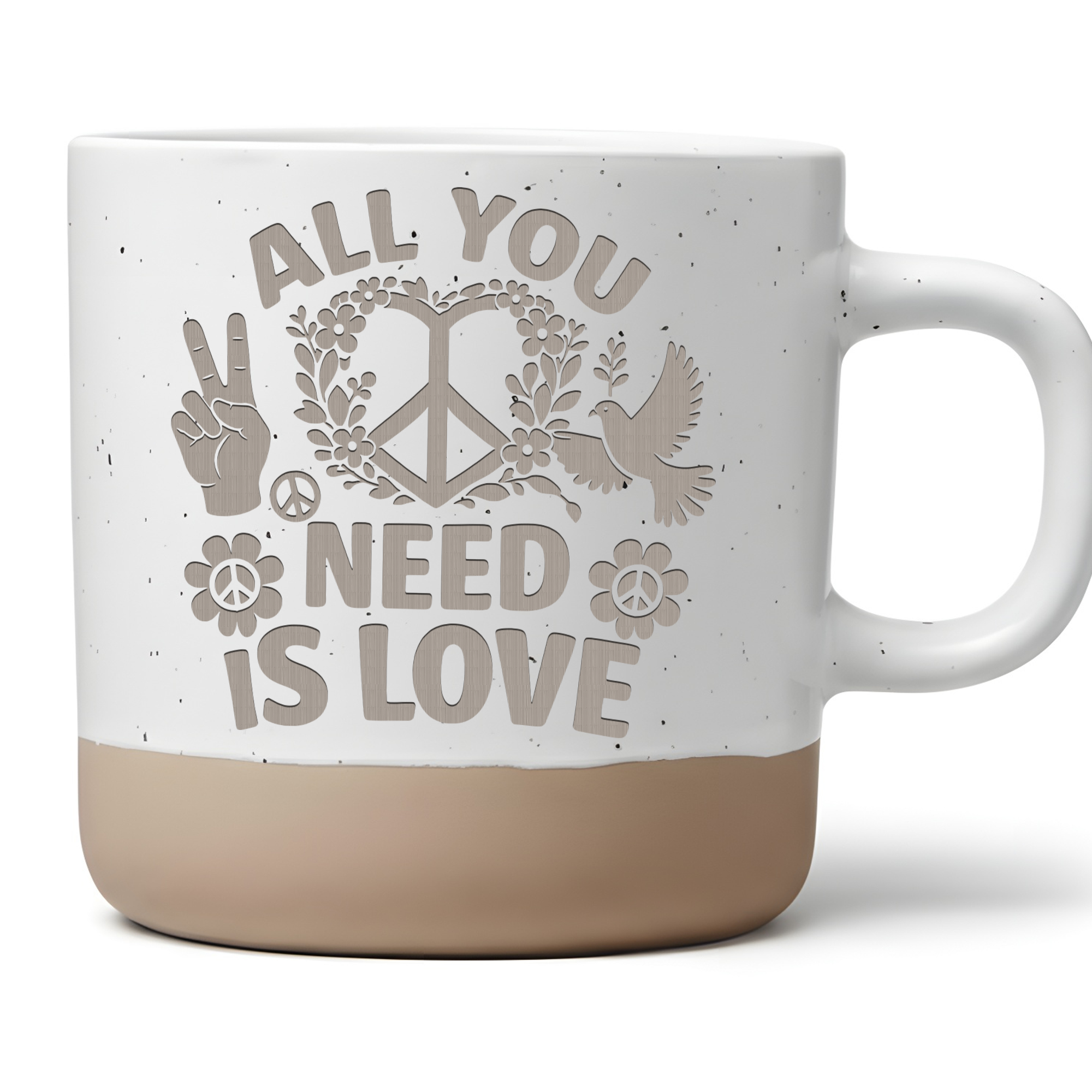 Peace Tasse All You Need Is Love Kaffeetasse Hippie Geschenk Keramikbe – Bild 1