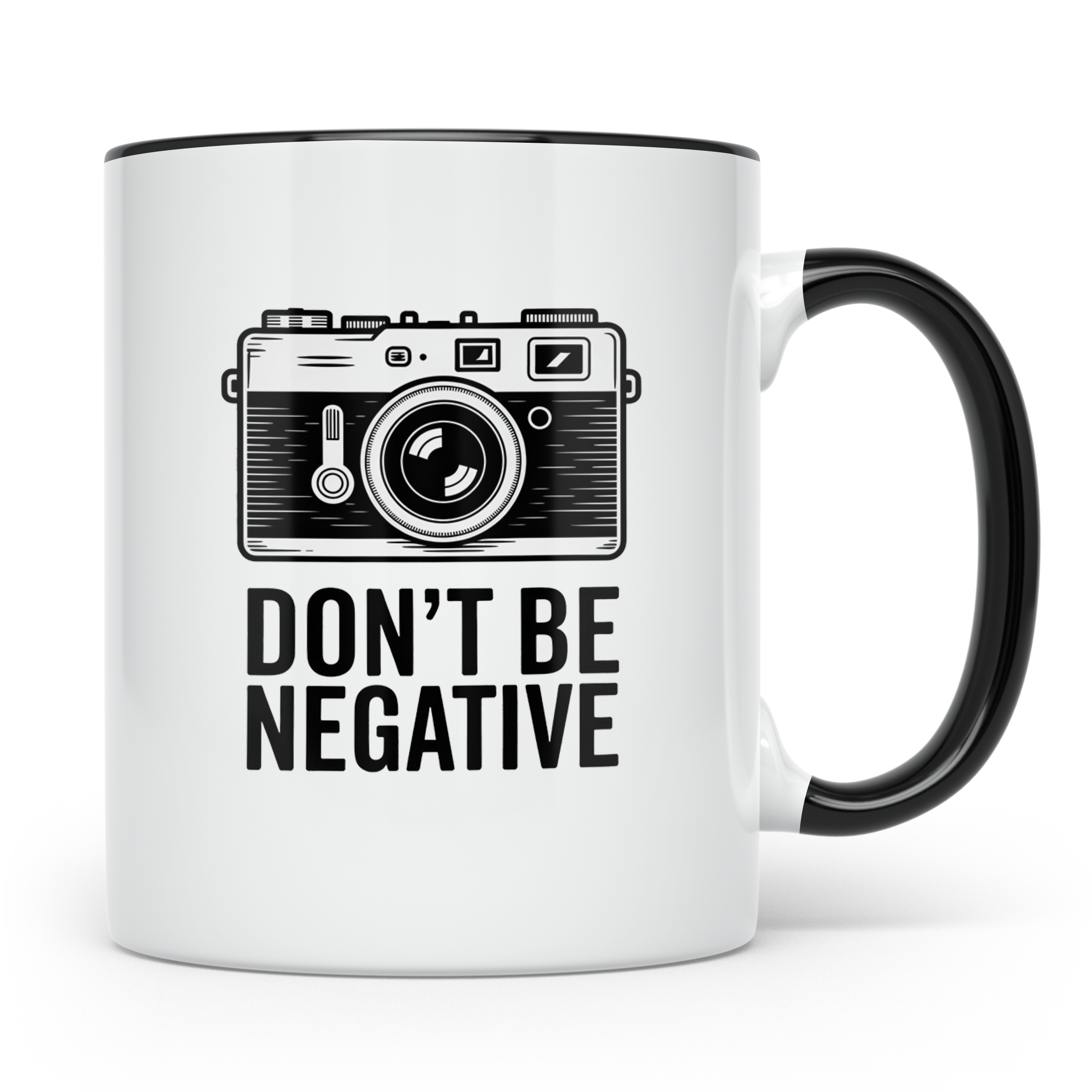Fotografie Tasse - Don't be Negative - Retro Kamera Geschenk – Schwarz [farbe:schwarz]