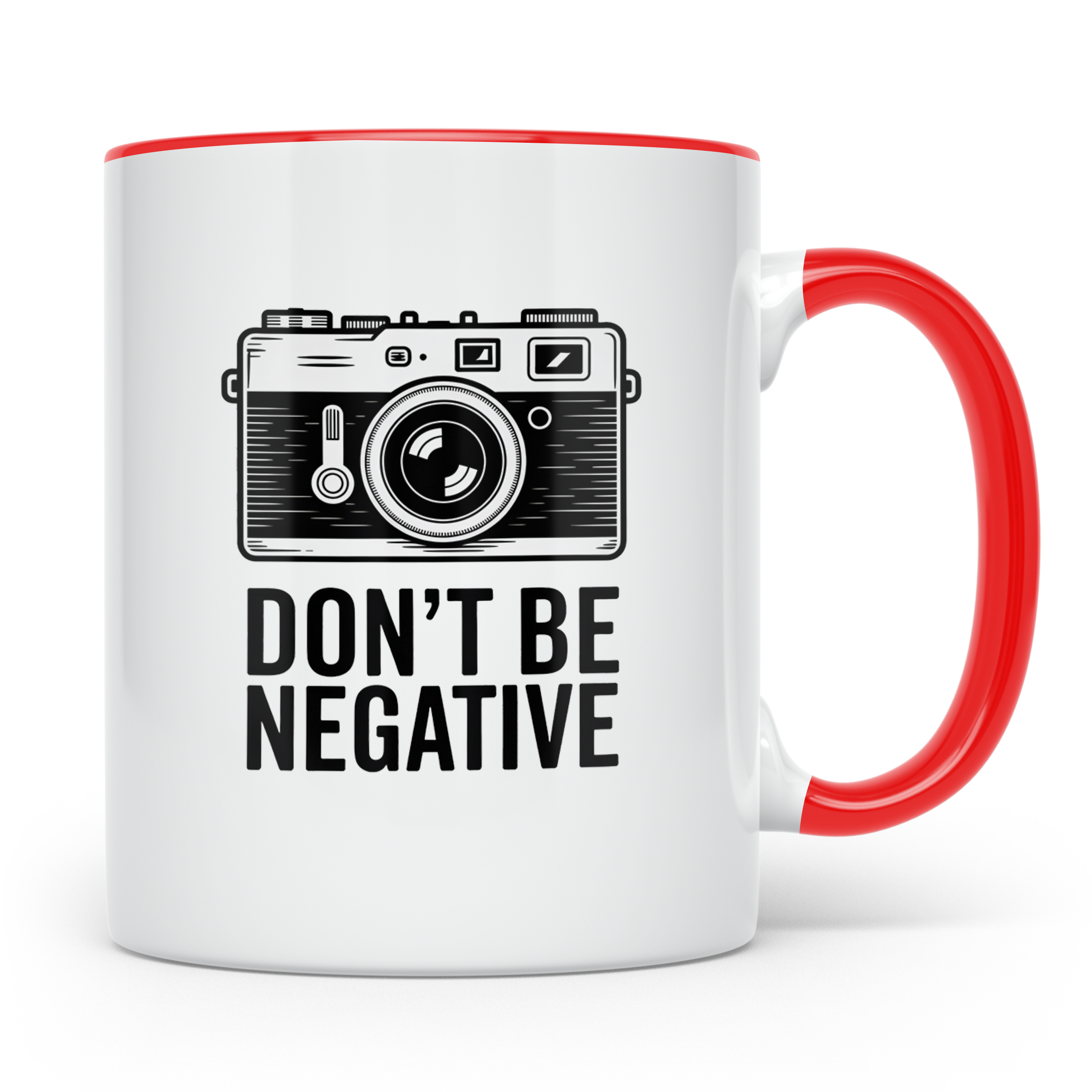 Fotografie Tasse - Don't be Negative - Retro Kamera Geschenk – Rot [farbe:rot]