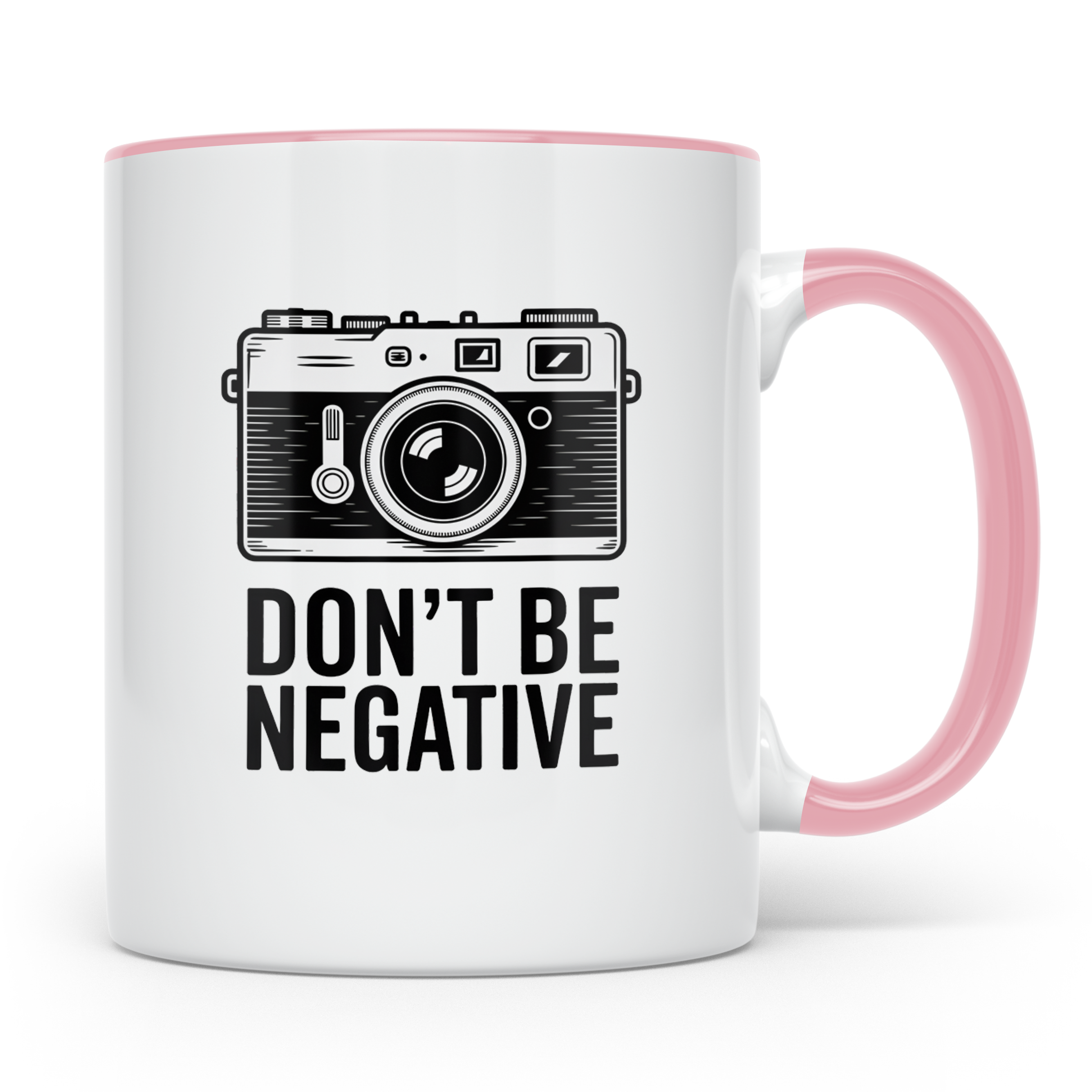 Fotografie Tasse - Don't be Negative - Retro Kamera Geschenk – Rosa [farbe:rosa]