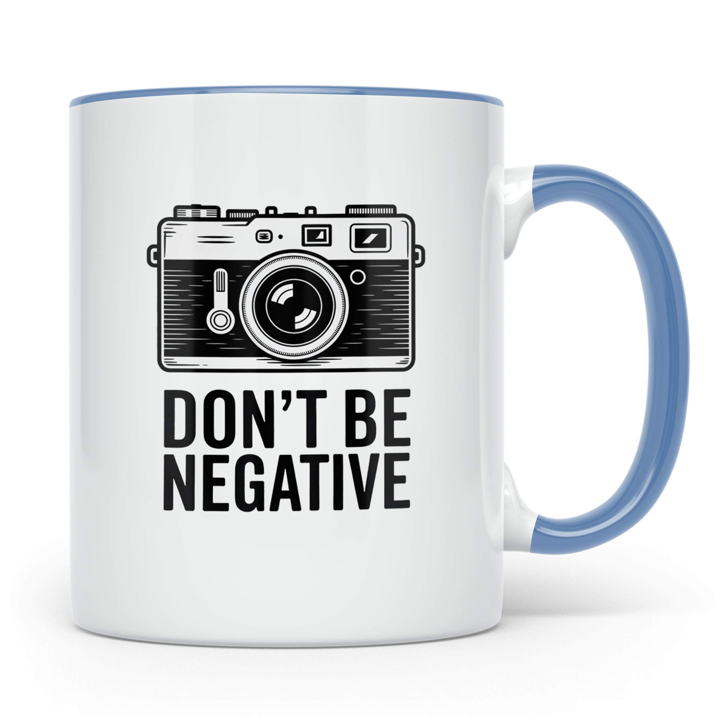 Fotografie Tasse - Don't be Negative - Retro Kamera Geschenk – Blau [farbe:blau]
