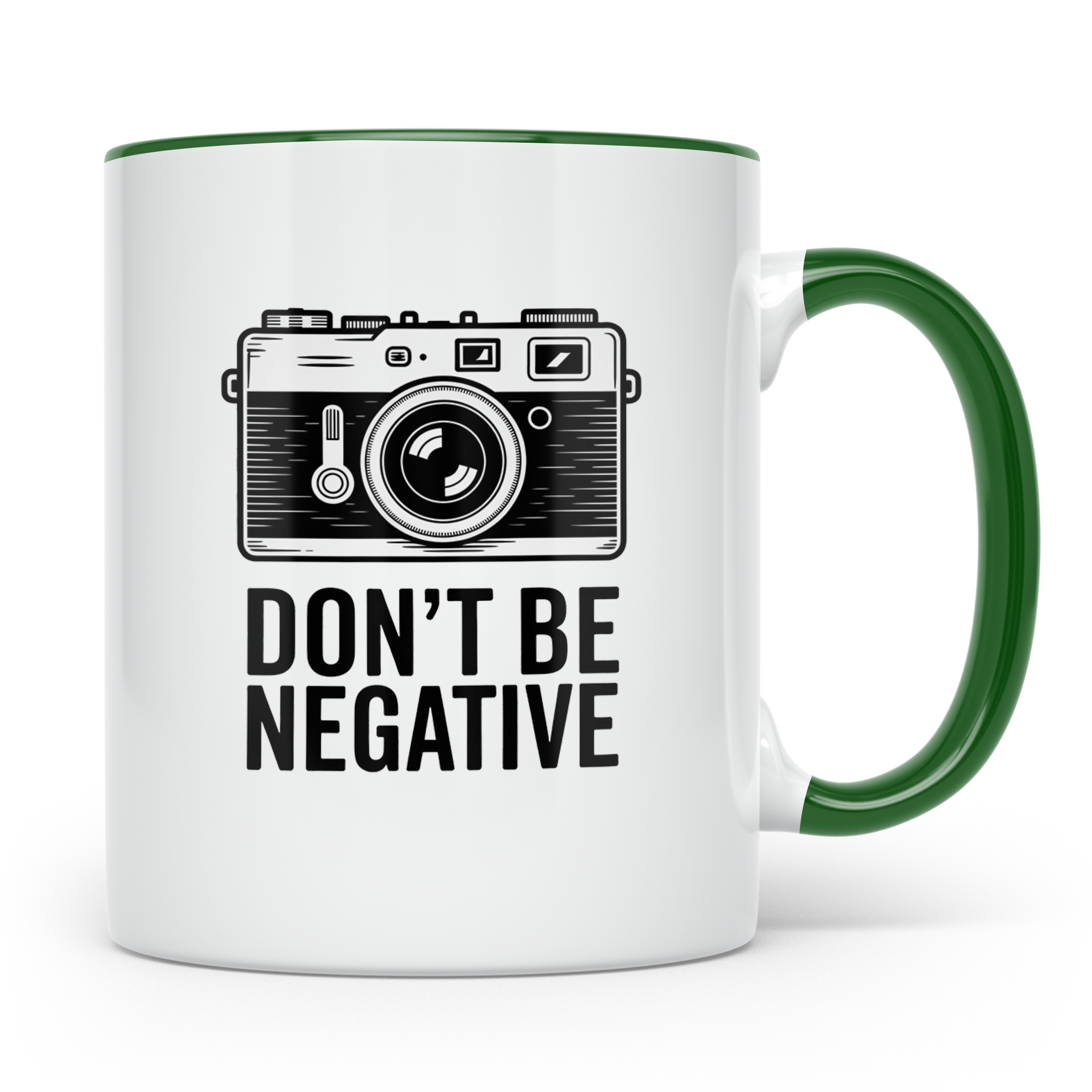 Fotografie Tasse - Don't be Negative - Retro Kamera Geschenk – Grün [farbe:grün]