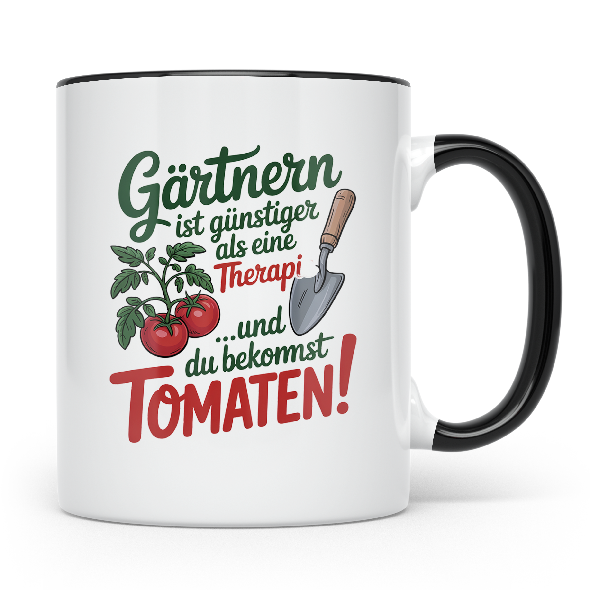 Gärtnern Therapie Tomaten Kaffeetasse - Gartenarbeit Gärtner – Schwarz [farbe:schwarz]
