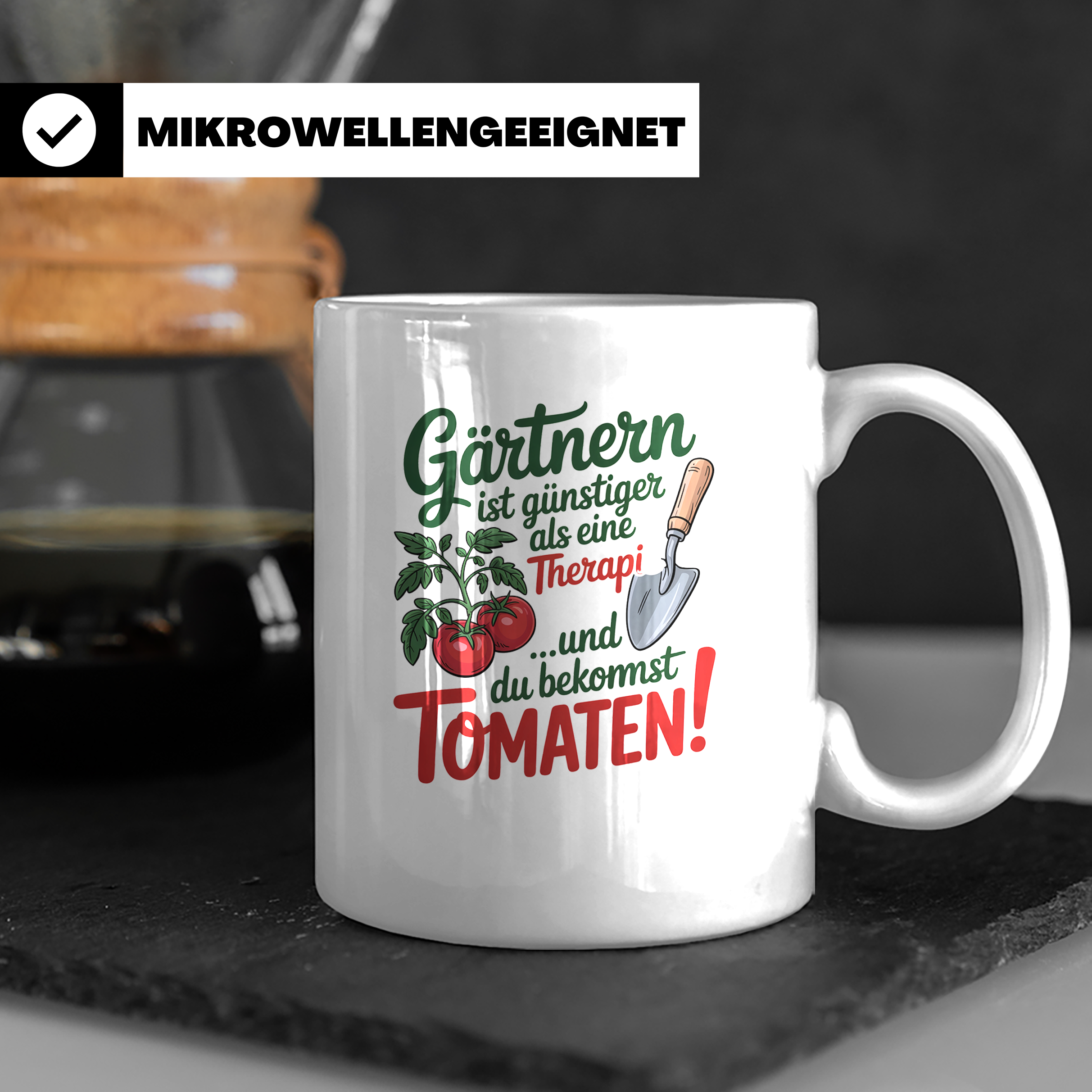 Gärtnern Therapie Tomaten Kaffeetasse - Gartenarbeit Gärtner – Weiß [farbe:weiß]