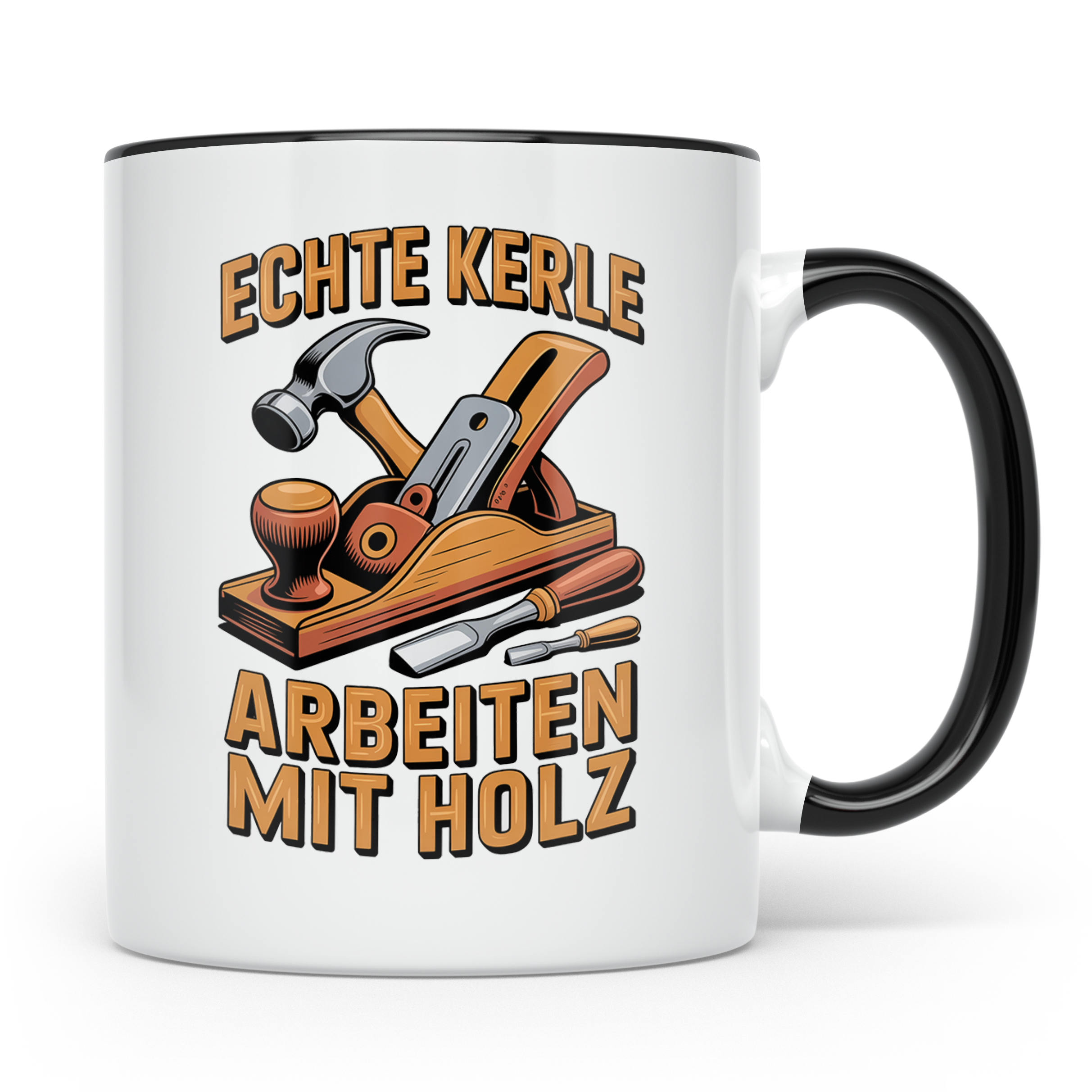 Holzbearbeitung Tasse - Echte Kerle arbeiten mit Holz - Schr – Schwarz [farbe:schwarz]