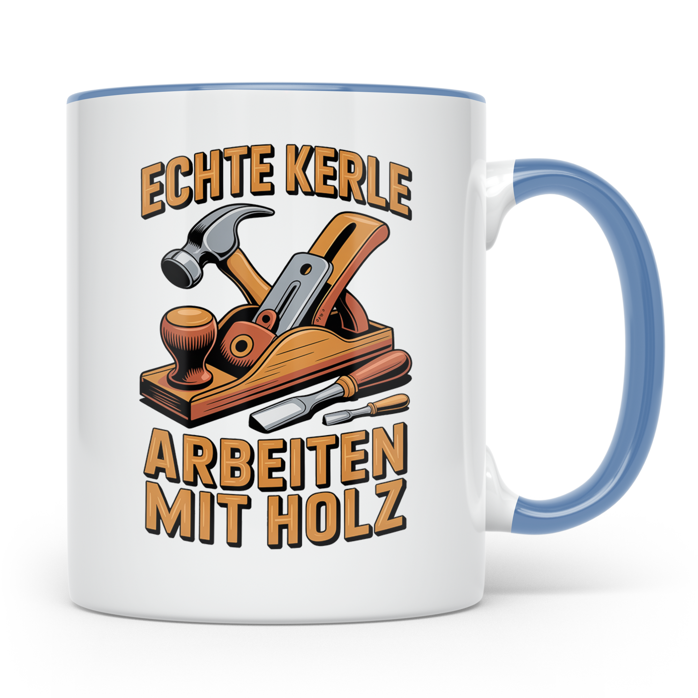 Holzbearbeitung Tasse - Echte Kerle arbeiten mit Holz - Schr – Blau [farbe:blau]