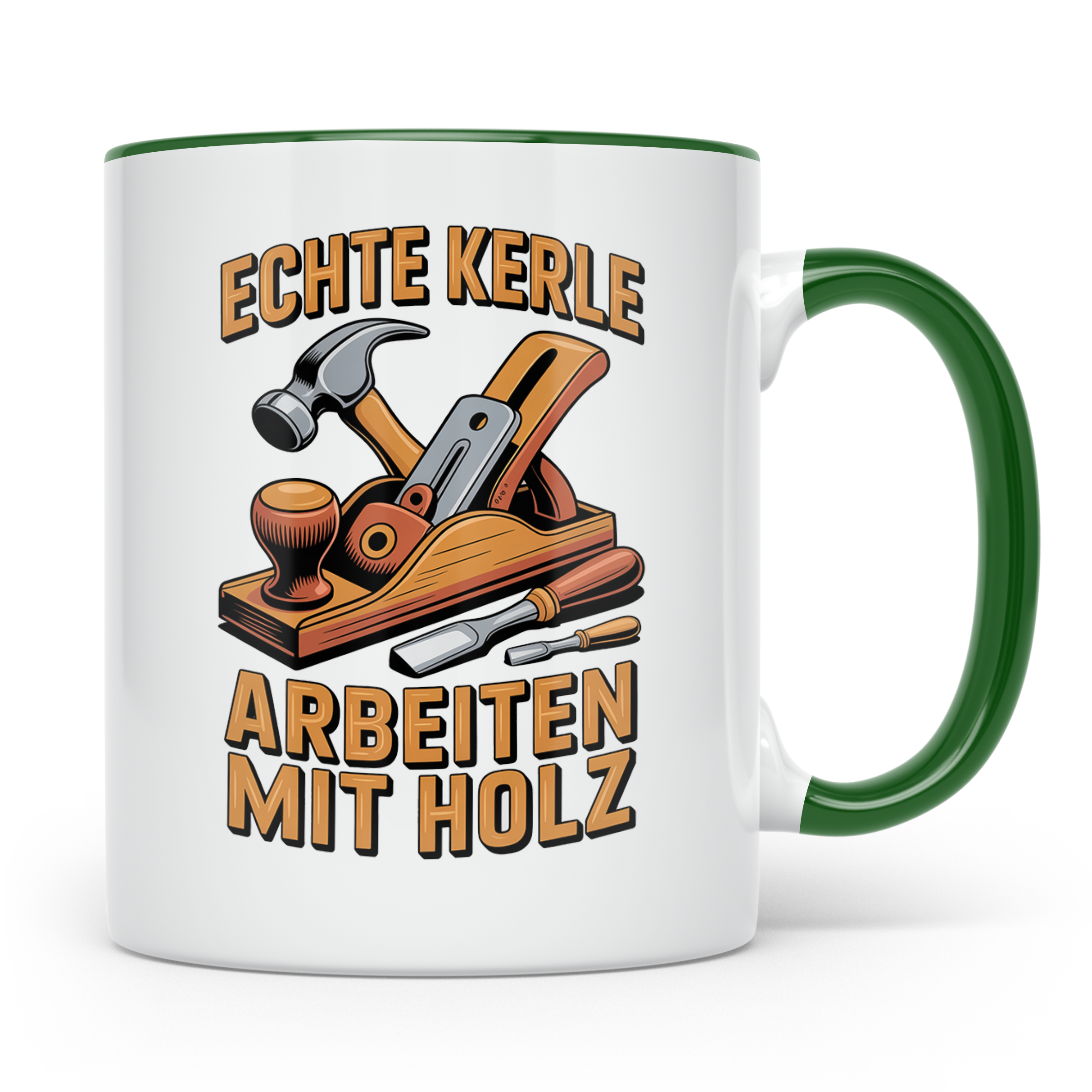 Holzbearbeitung Tasse - Echte Kerle arbeiten mit Holz - Schr – Grün [farbe:grün]
