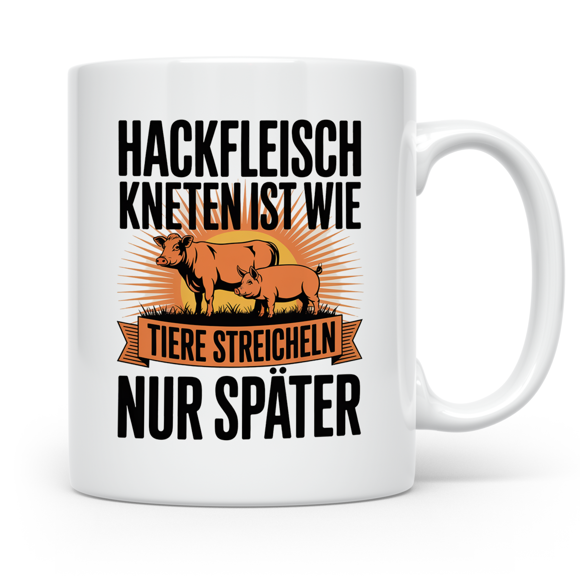 Hackfleisch Kneten Tasse - Tiere streicheln Bauer Landwirt G – Weiß [farbe:weiß]
