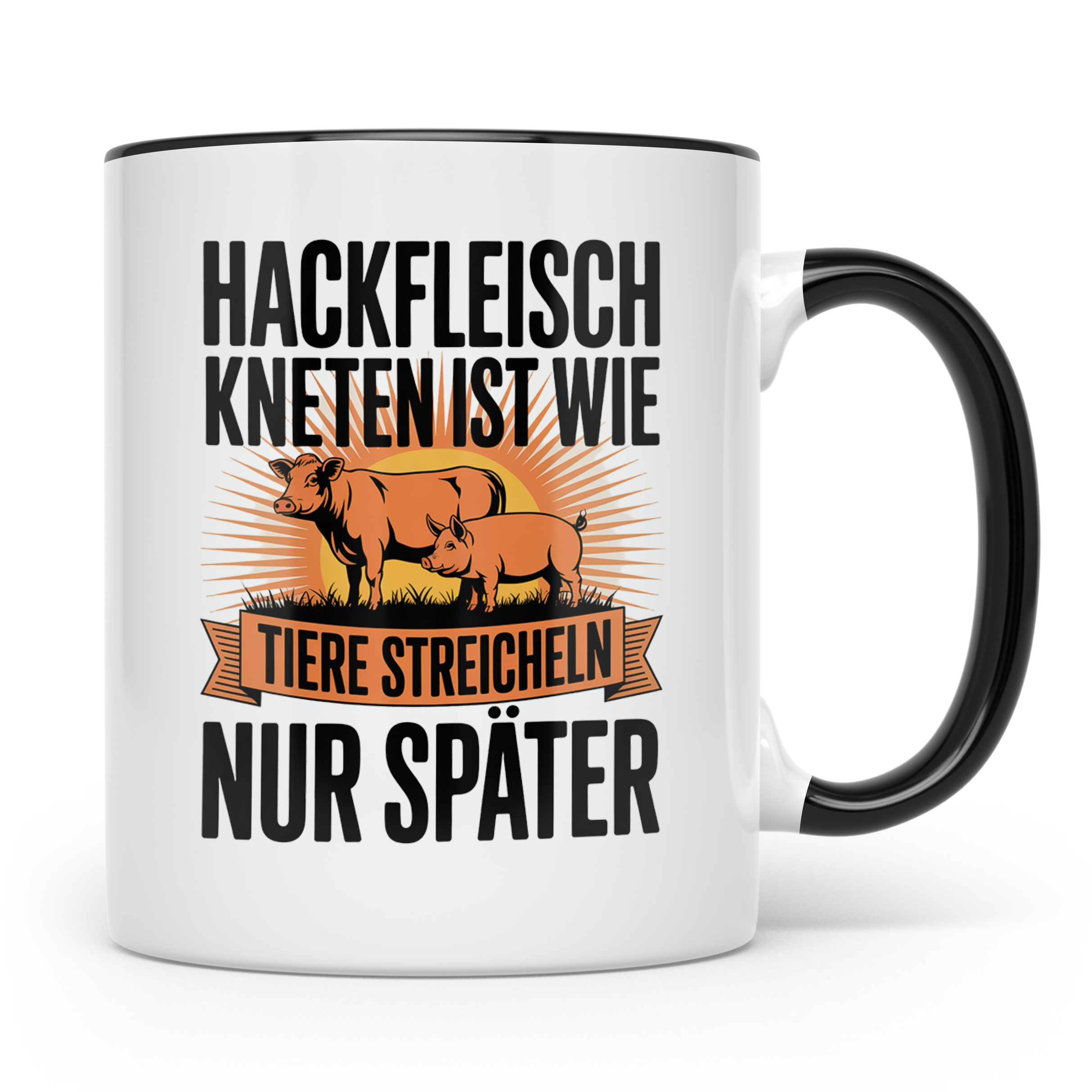 Hackfleisch Kneten Tasse - Tiere streicheln Bauer Landwirt G – Schwarz [farbe:schwarz]