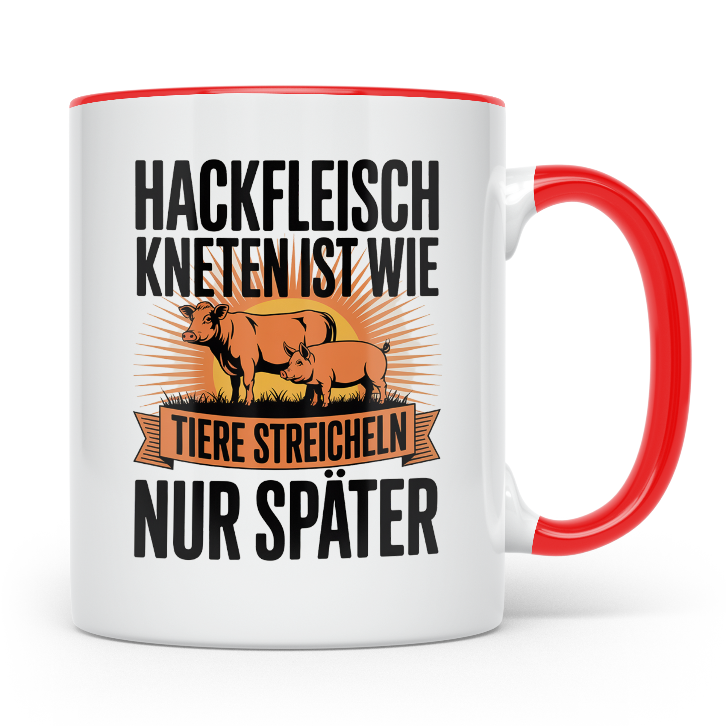 Hackfleisch Kneten Tasse - Tiere streicheln Bauer Landwirt G – Rot [farbe:rot]