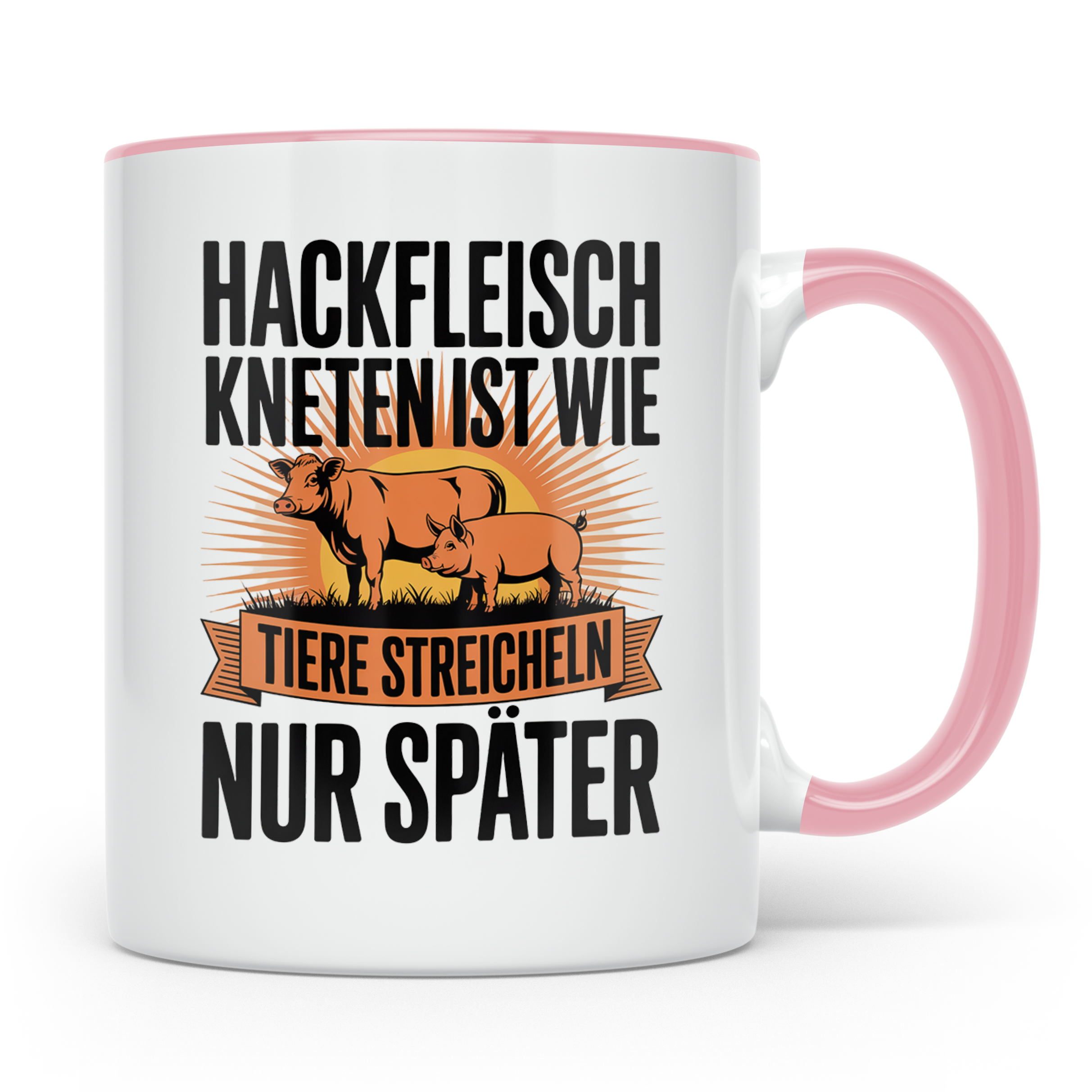 Hackfleisch Kneten Tasse - Tiere streicheln Bauer Landwirt G – Rosa [farbe:rosa]