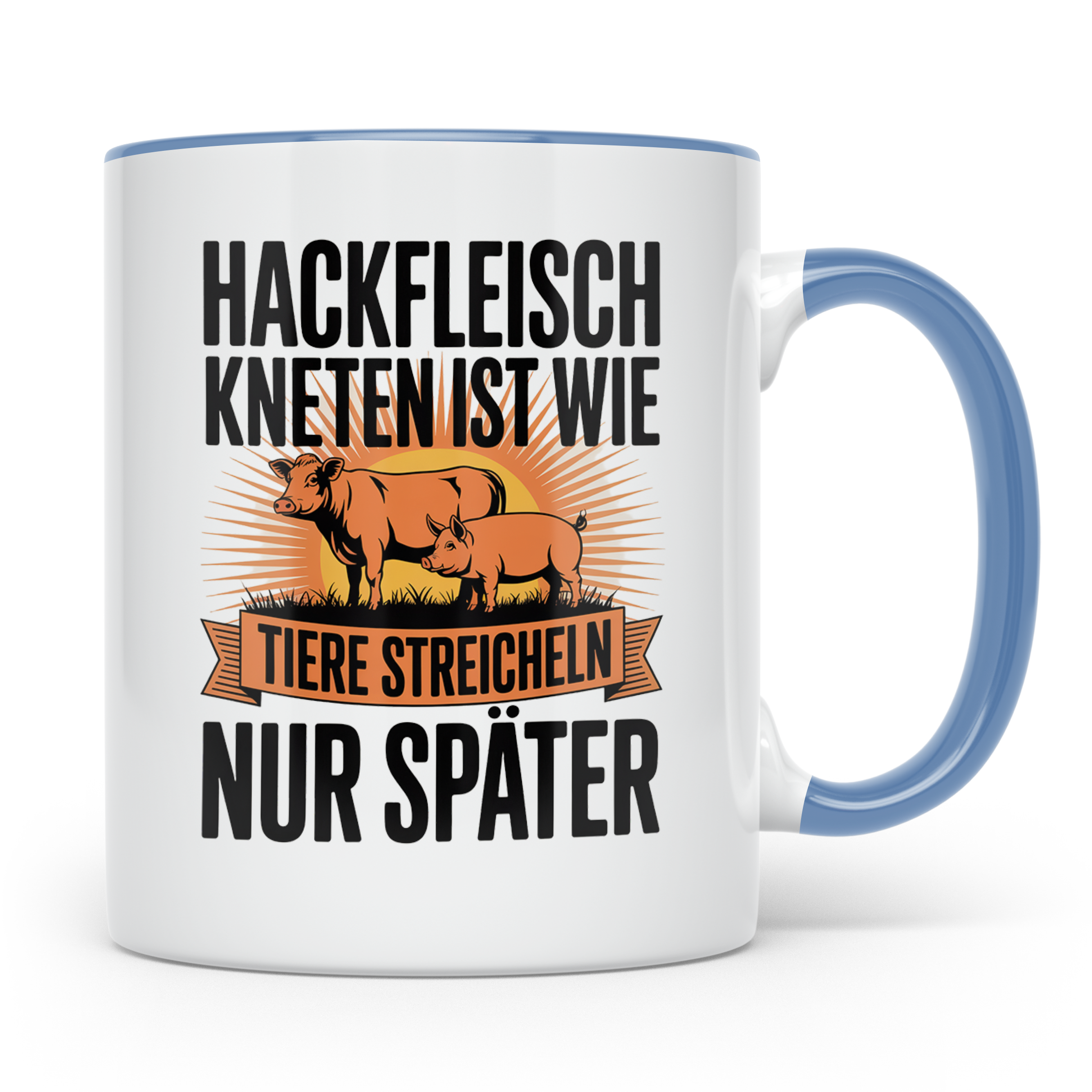 Hackfleisch Kneten Tasse - Tiere streicheln Bauer Landwirt G – Blau [farbe:blau]