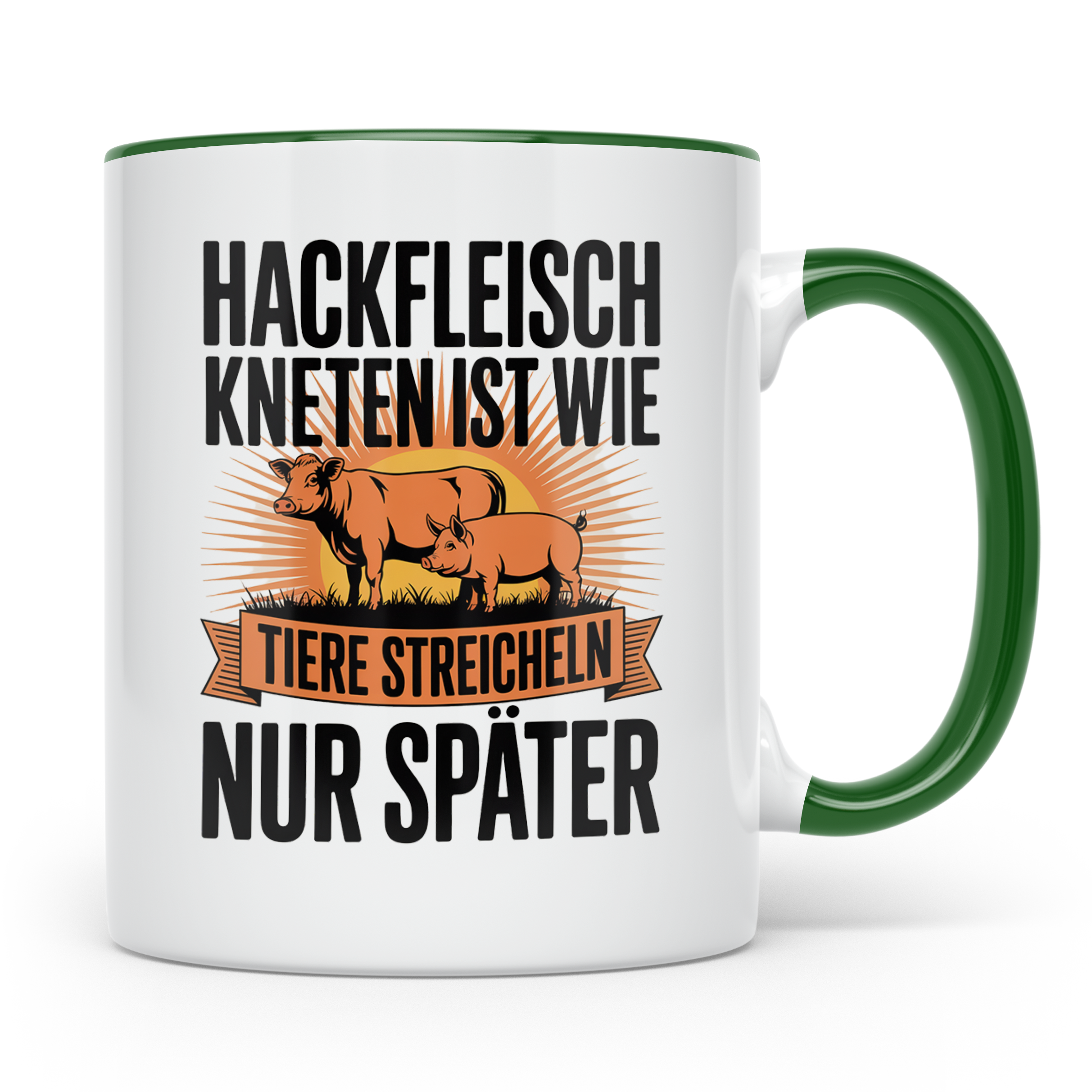 Hackfleisch Kneten Tasse - Tiere streicheln Bauer Landwirt G – Grün [farbe:grün]
