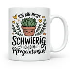 Kaffeetasse: Ich bin nicht schwierig - pflegeintensiv! Sukkulenten Geschenkidee für Pflanzenliebhaber, Kakteen Humor Tasse, Botanical