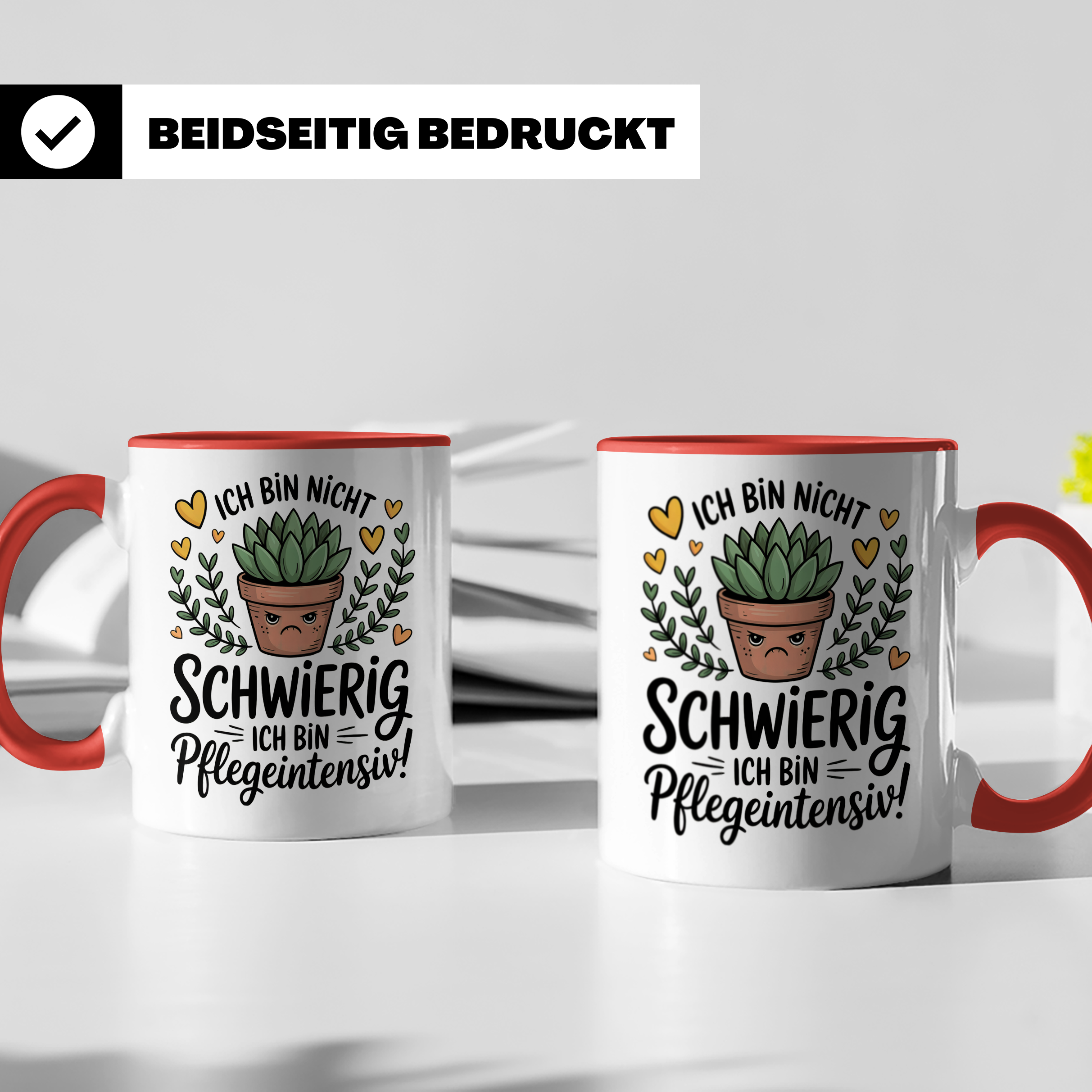 Kaffeetasse: Ich bin nicht schwierig - pflegeintensiv! Sukkulenten Geschenkidee für Pflanzenliebhaber, Kakteen Humor Tasse, Botanical