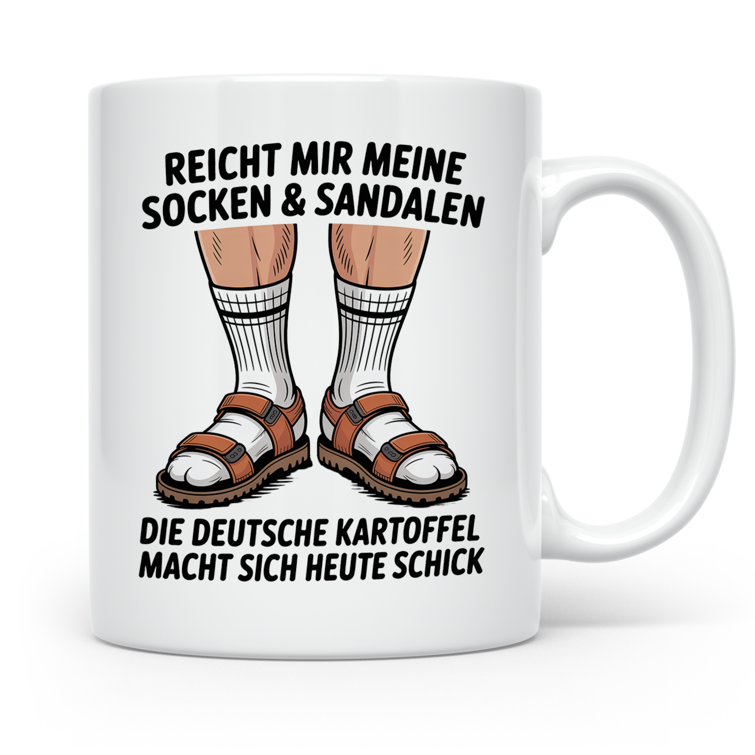 Socken Sandalen Tasse - Deutsche Kartoffel macht sich schick – Weiß [farbe:weiß]
