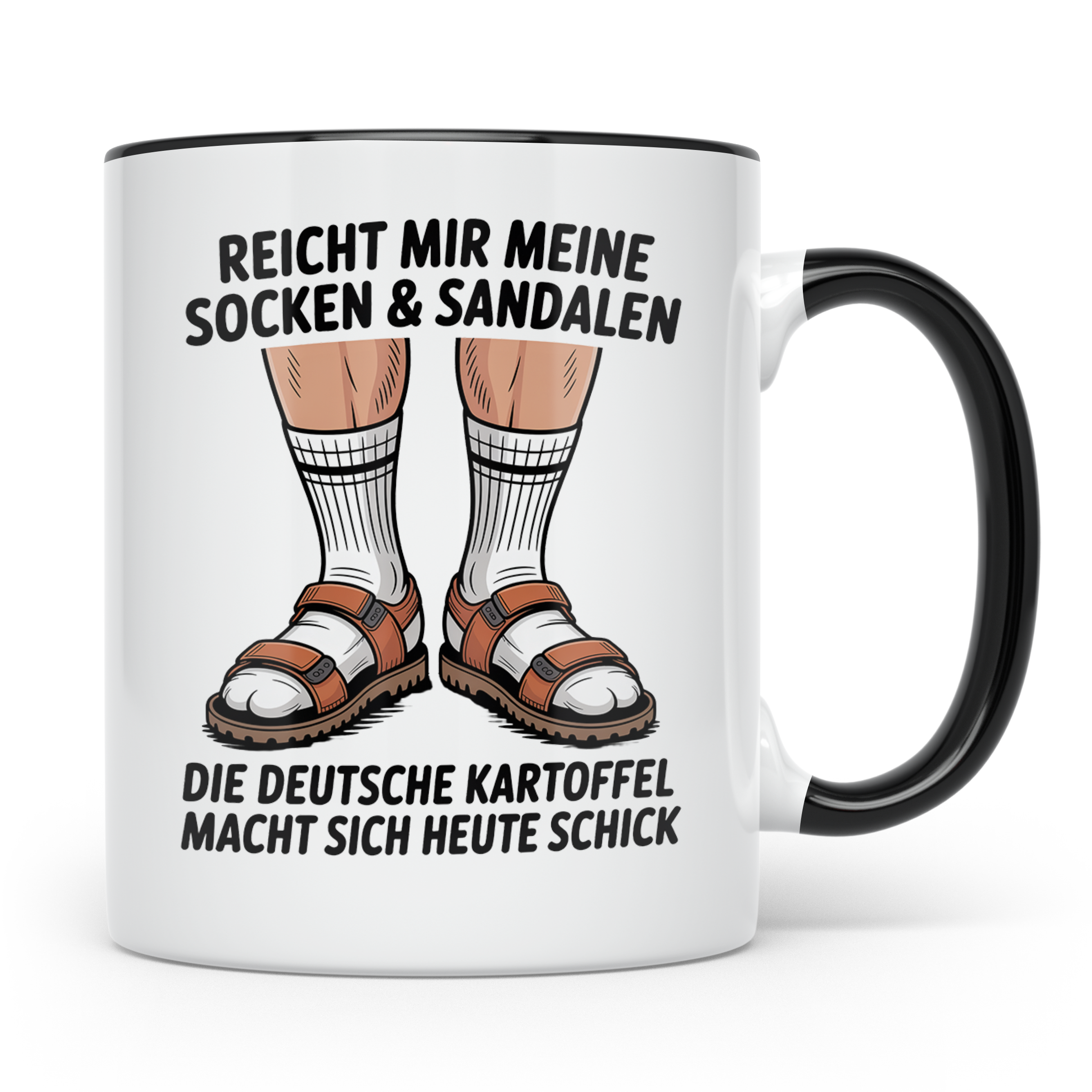 Socken Sandalen Tasse - Deutsche Kartoffel macht sich schick – Schwarz [farbe:schwarz]