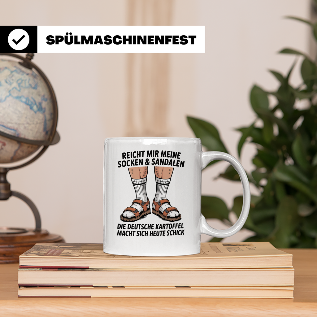 Socken Sandalen Tasse - Deutsche Kartoffel macht sich schick – Weiß [farbe:weiß]