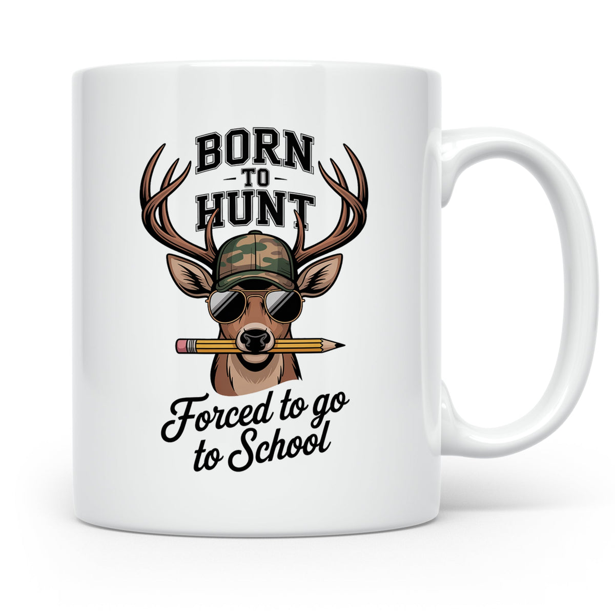 Jäger Schüler Tasse - Born To Hunt Forced To Go To School -  – Weiß [farbe:weiß]
