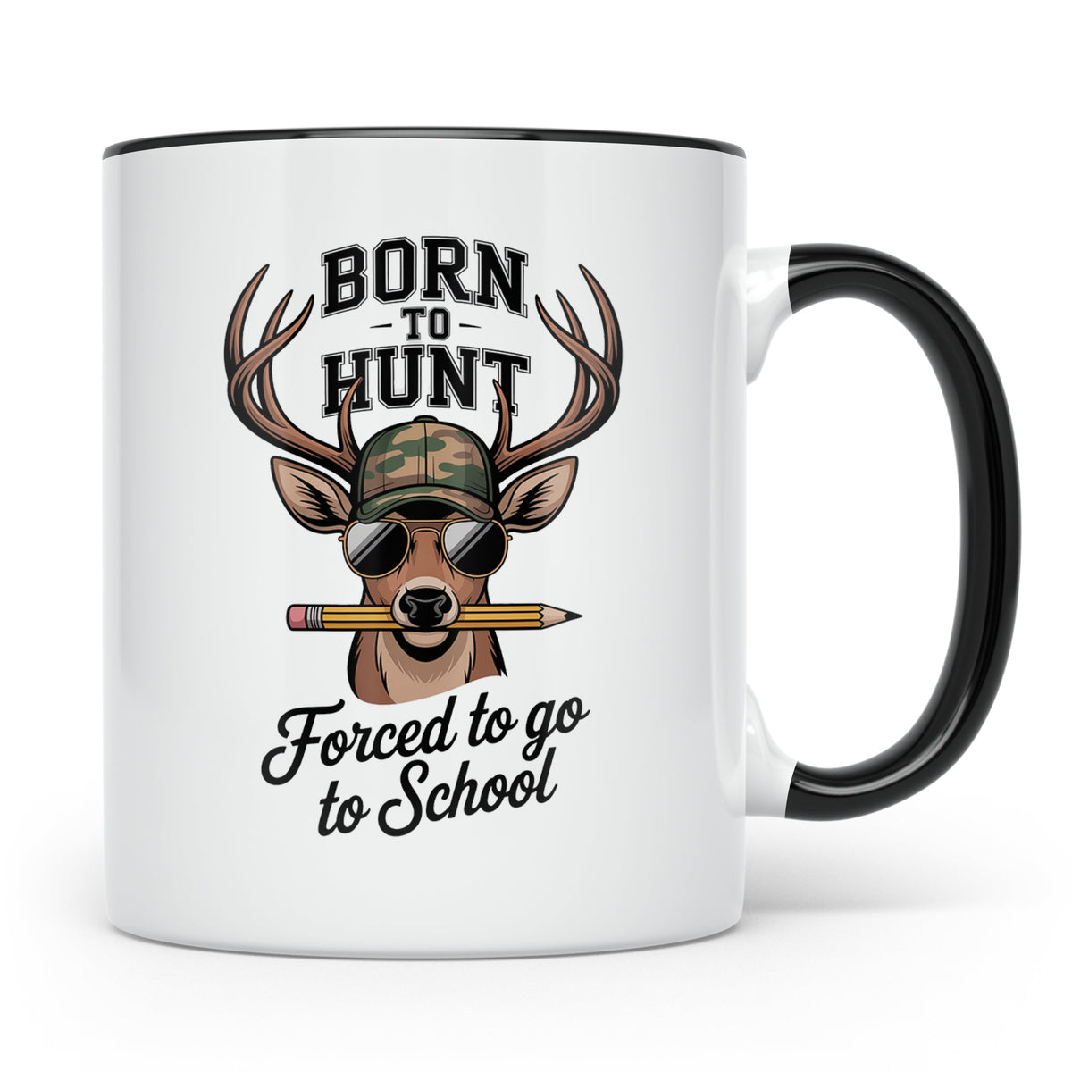 Jäger Schüler Tasse - Born To Hunt Forced To Go To School -  – Schwarz [farbe:schwarz]