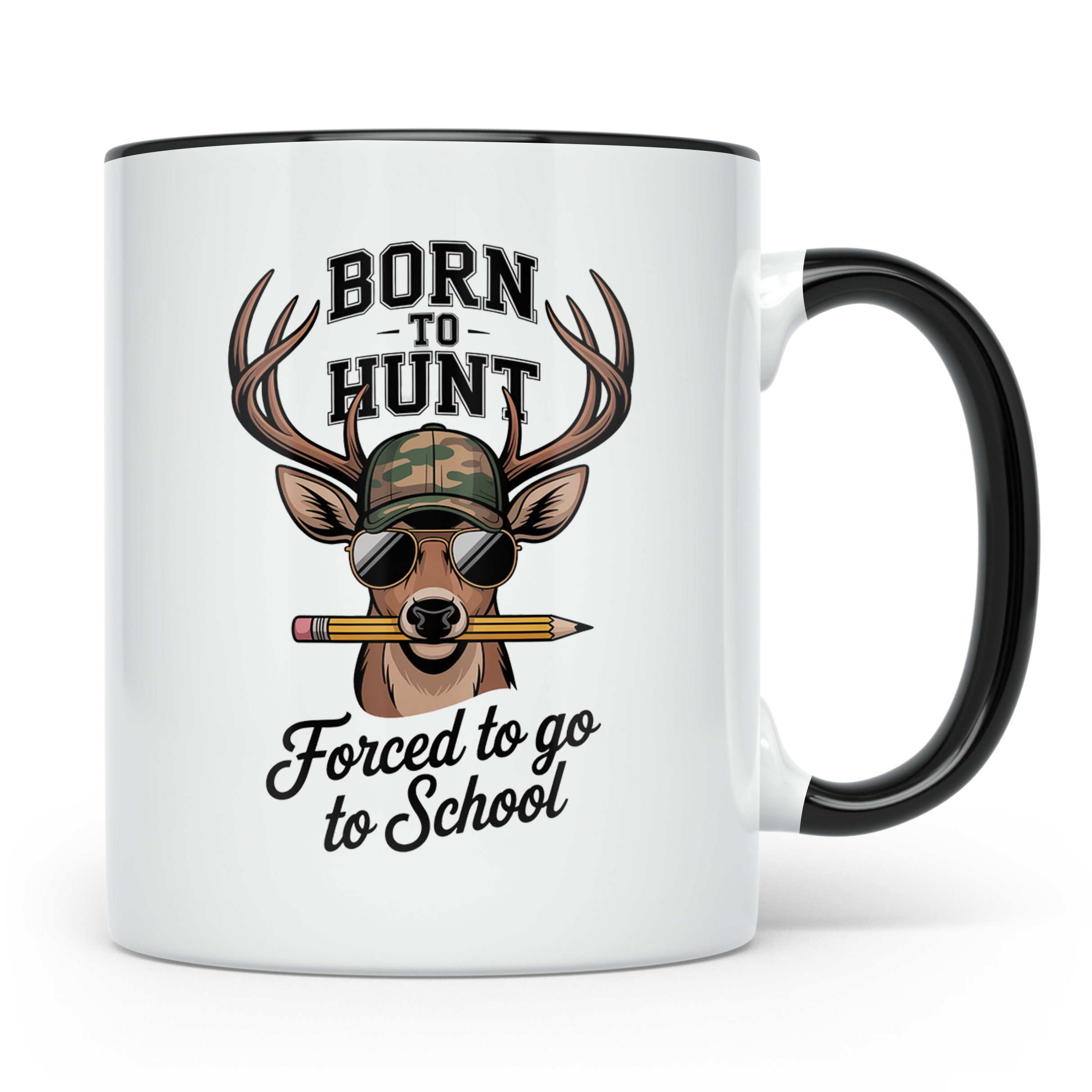 Jäger Schüler Tasse - Born To Hunt Forced To Go To School -  – Schwarz [farbe:schwarz]