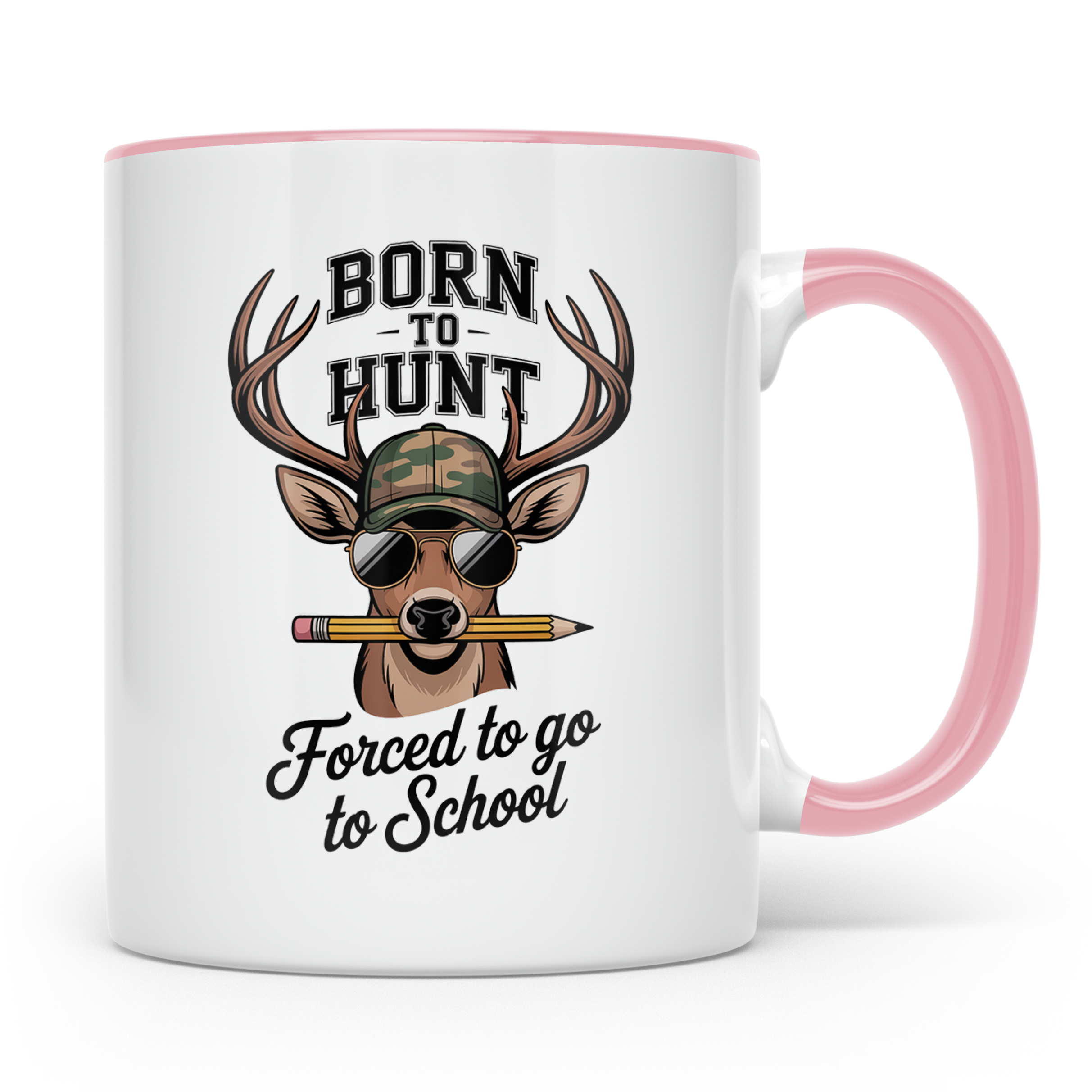 Jäger Schüler Tasse - Born To Hunt Forced To Go To School -  – Rosa [farbe:rosa]