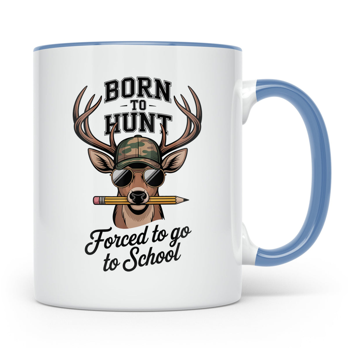 Jäger Schüler Tasse - Born To Hunt Forced To Go To School -  – Blau [farbe:blau]