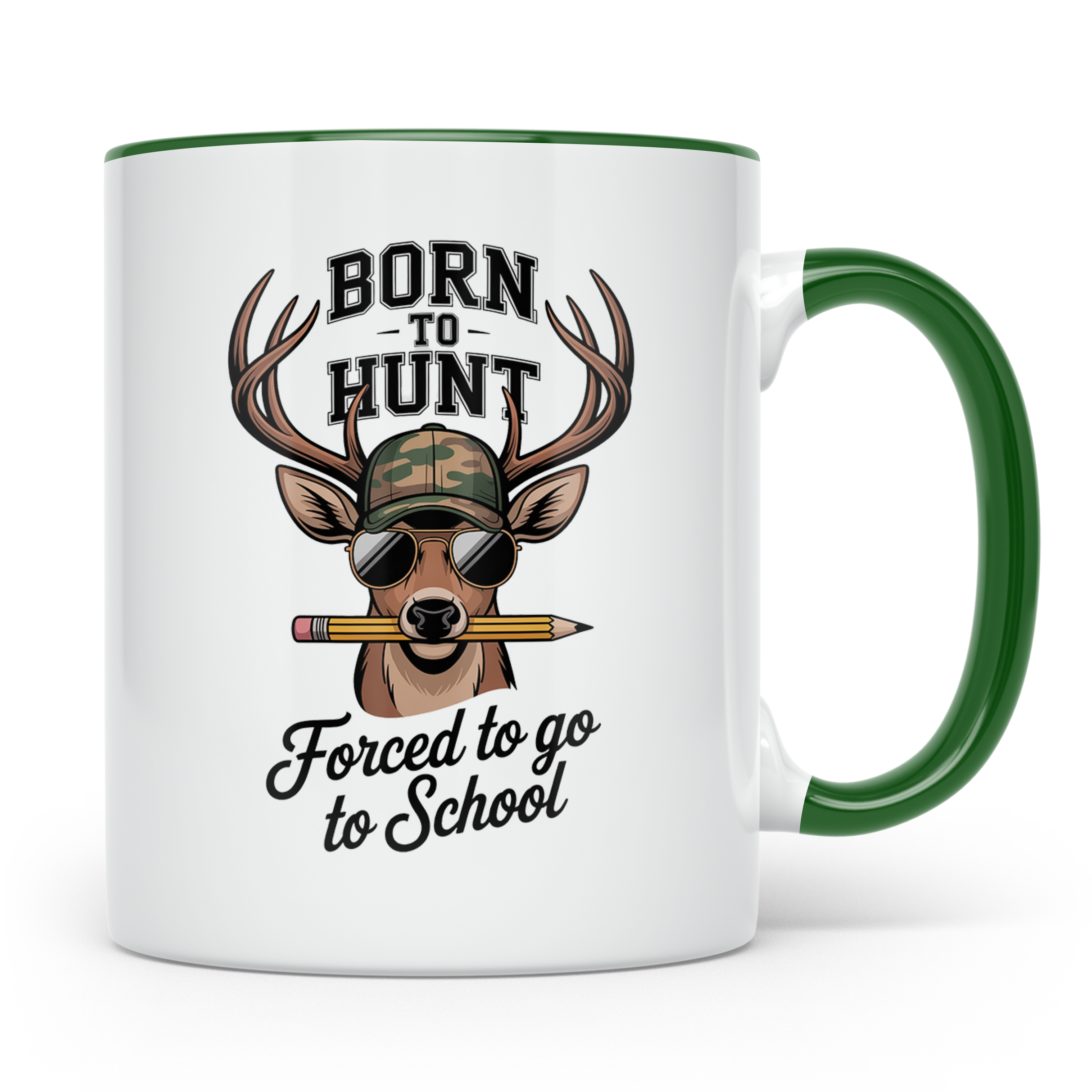 Jäger Schüler Tasse - Born To Hunt Forced To Go To School -  – Grün [farbe:grün]