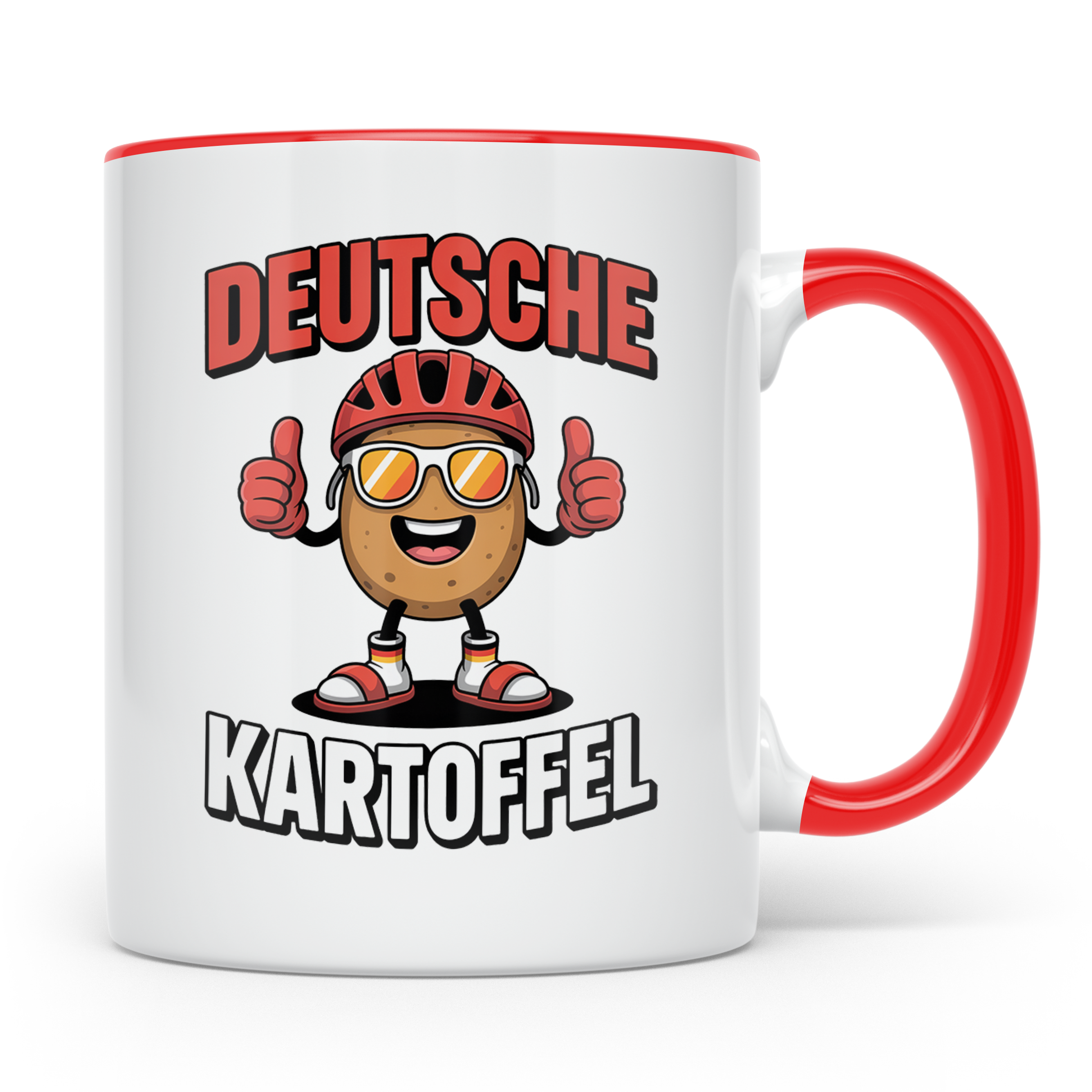 Deutsche Kartoffel Tasse - Radfahrer Geschenkidee - Germany  – Rot [farbe:rot]