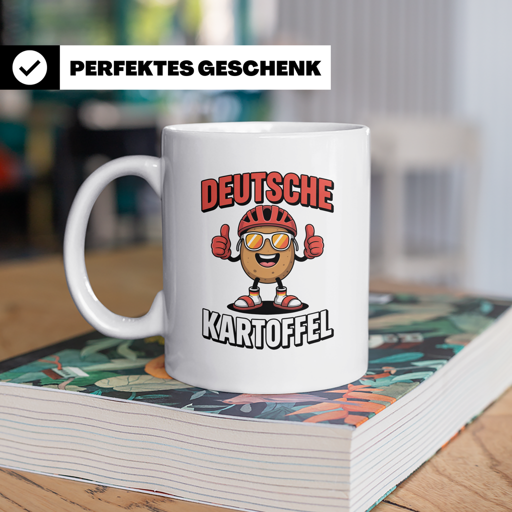 Deutsche Kartoffel Tasse - Radfahrer Geschenkidee - Germany  – Weiß [farbe:weiß]