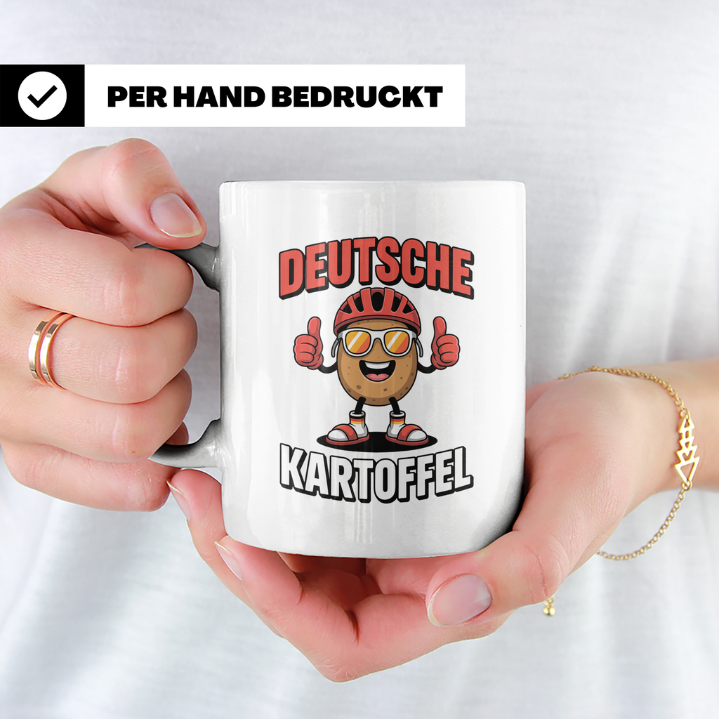 Deutsche Kartoffel Tasse - Radfahrer Geschenkidee - Germany  – Weiß [farbe:weiß]