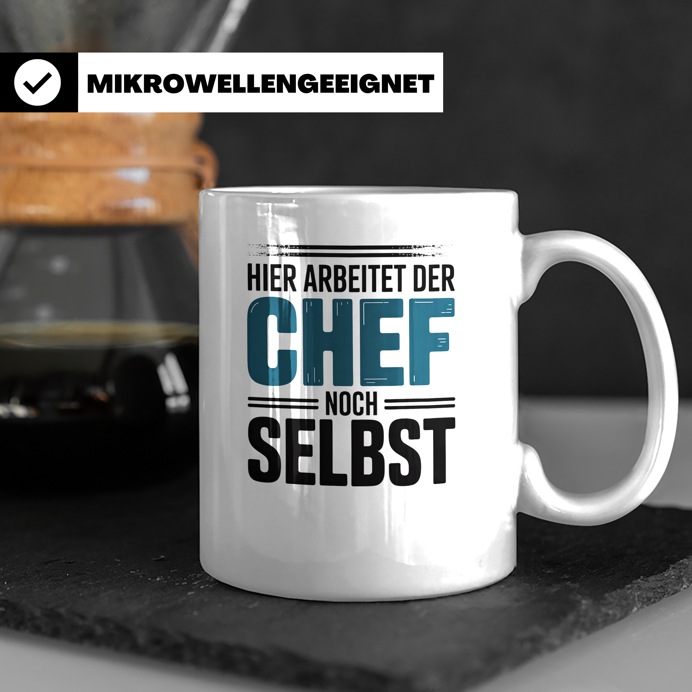 Chef Tasse - Hier arbeitet der Chef noch selbst - Geschenkid – Weiß [farbe:weiß]