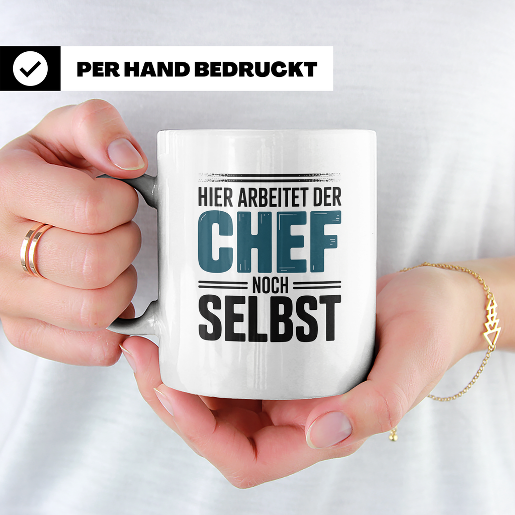 Chef Tasse - Hier arbeitet der Chef noch selbst - Geschenkid – Weiß [farbe:weiß]