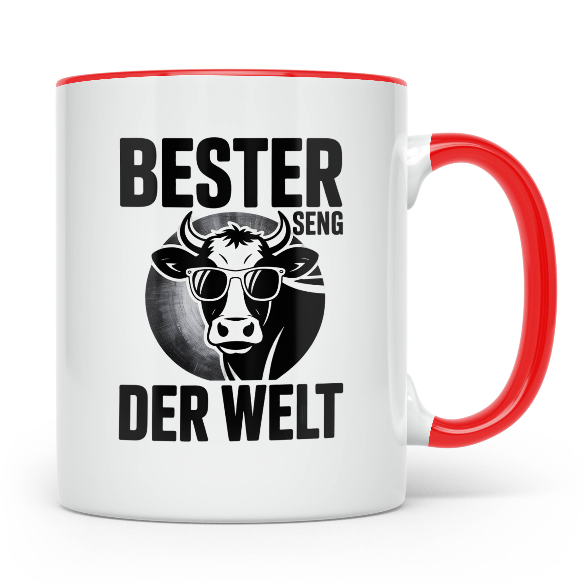 Bester Senger der Welt Kuh Tasse - Landwirt Bauer Geschenkid – Rot [farbe:rot]