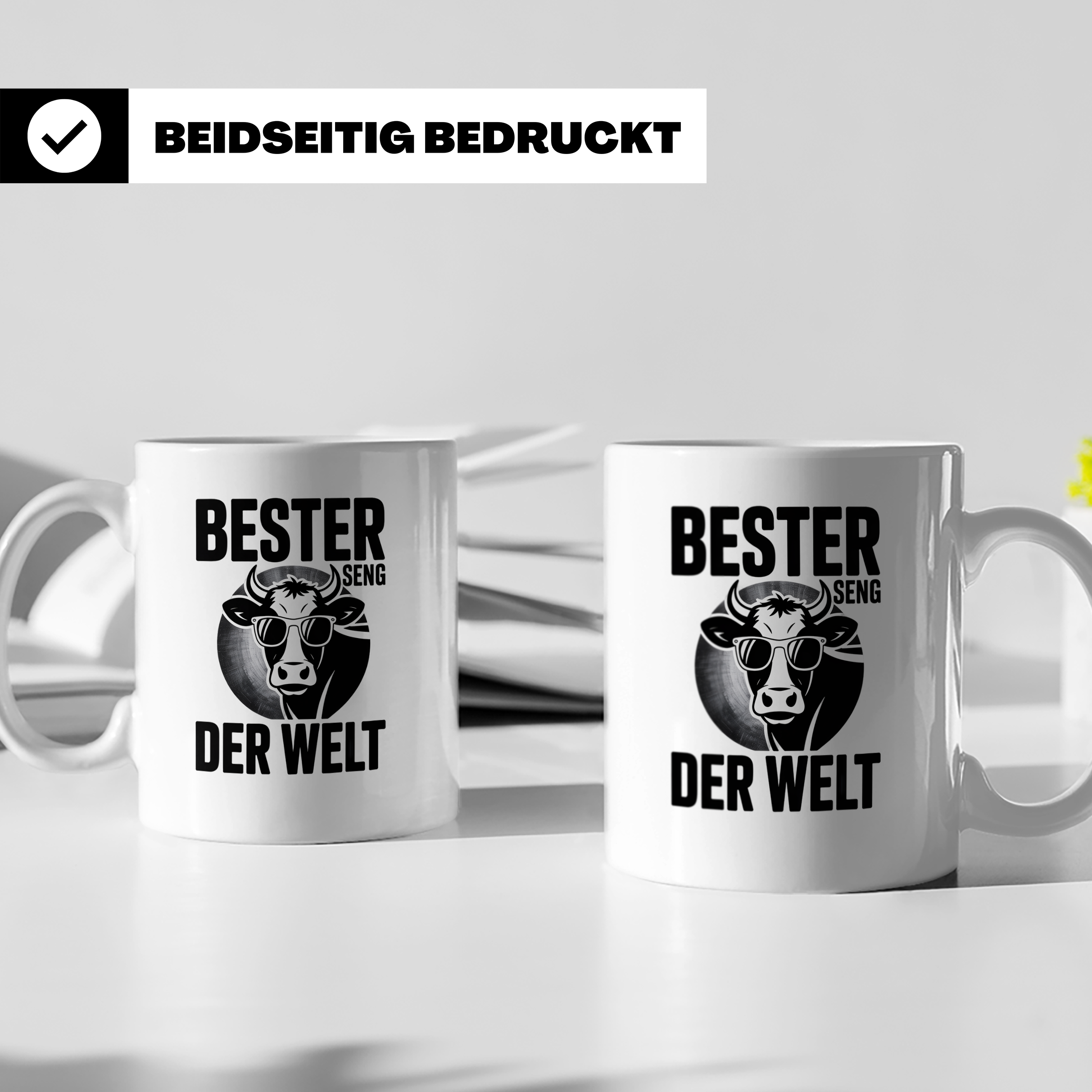 Bester Senger der Welt Kuh Tasse - Landwirt Bauer Geschenkid – Weiß [farbe:weiß]