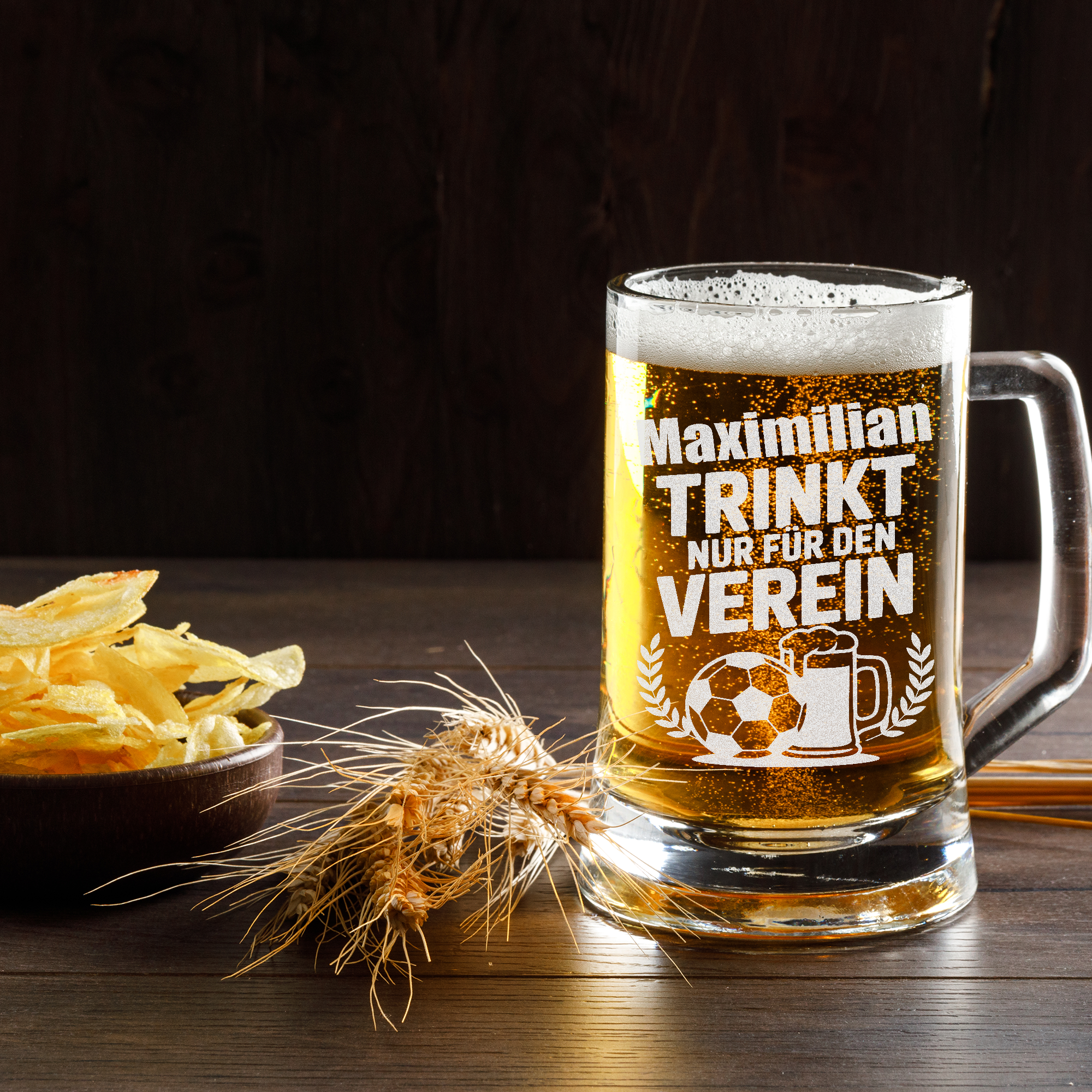 Bierkrug Fußball Verein Spruch Lustig Geschenk für Männer Fußballfan Mannschaft Personalisiert