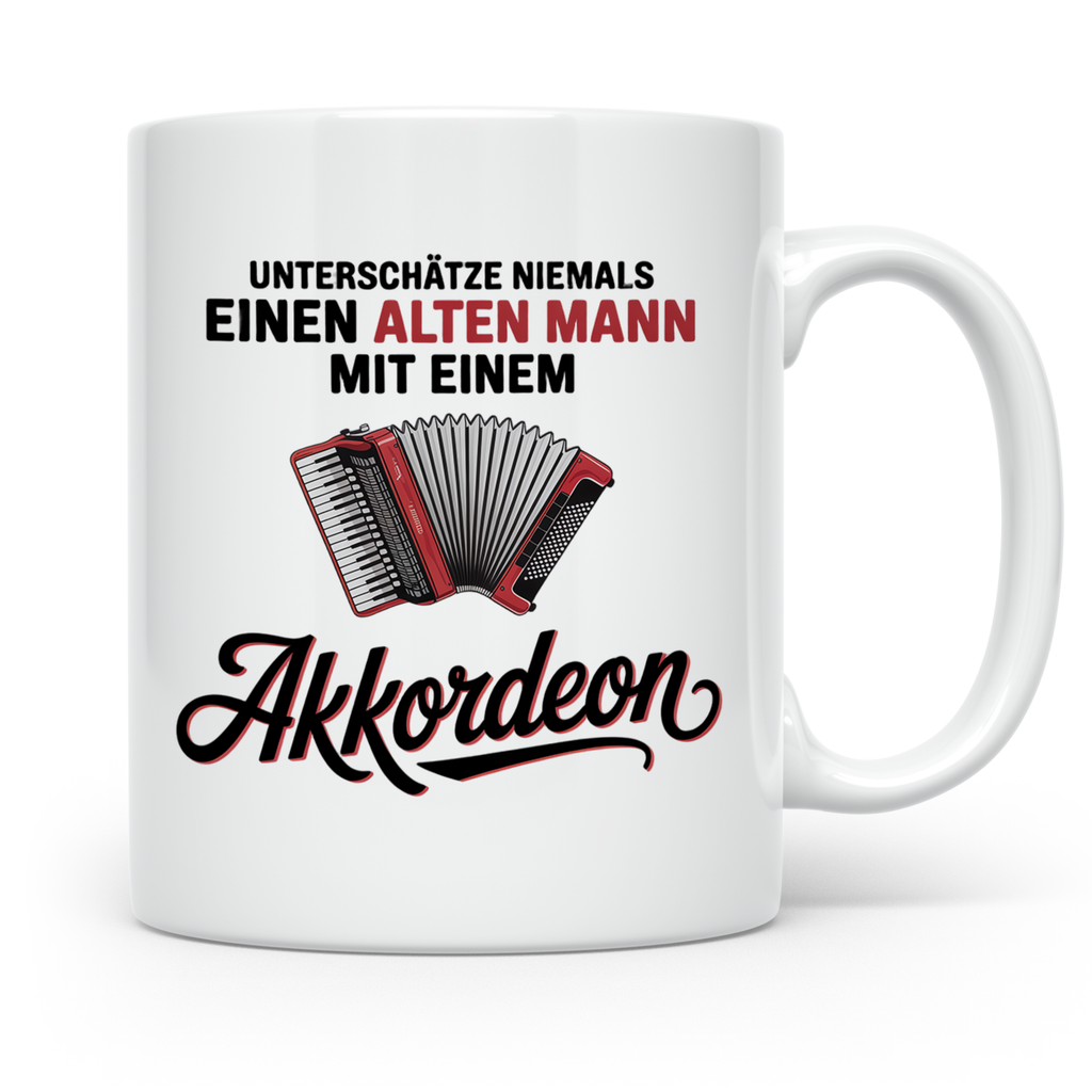 Akkordeon Tasse - Alter Mann Musikant - Quetschkommode Gesch – Weiß [farbe:weiß]
