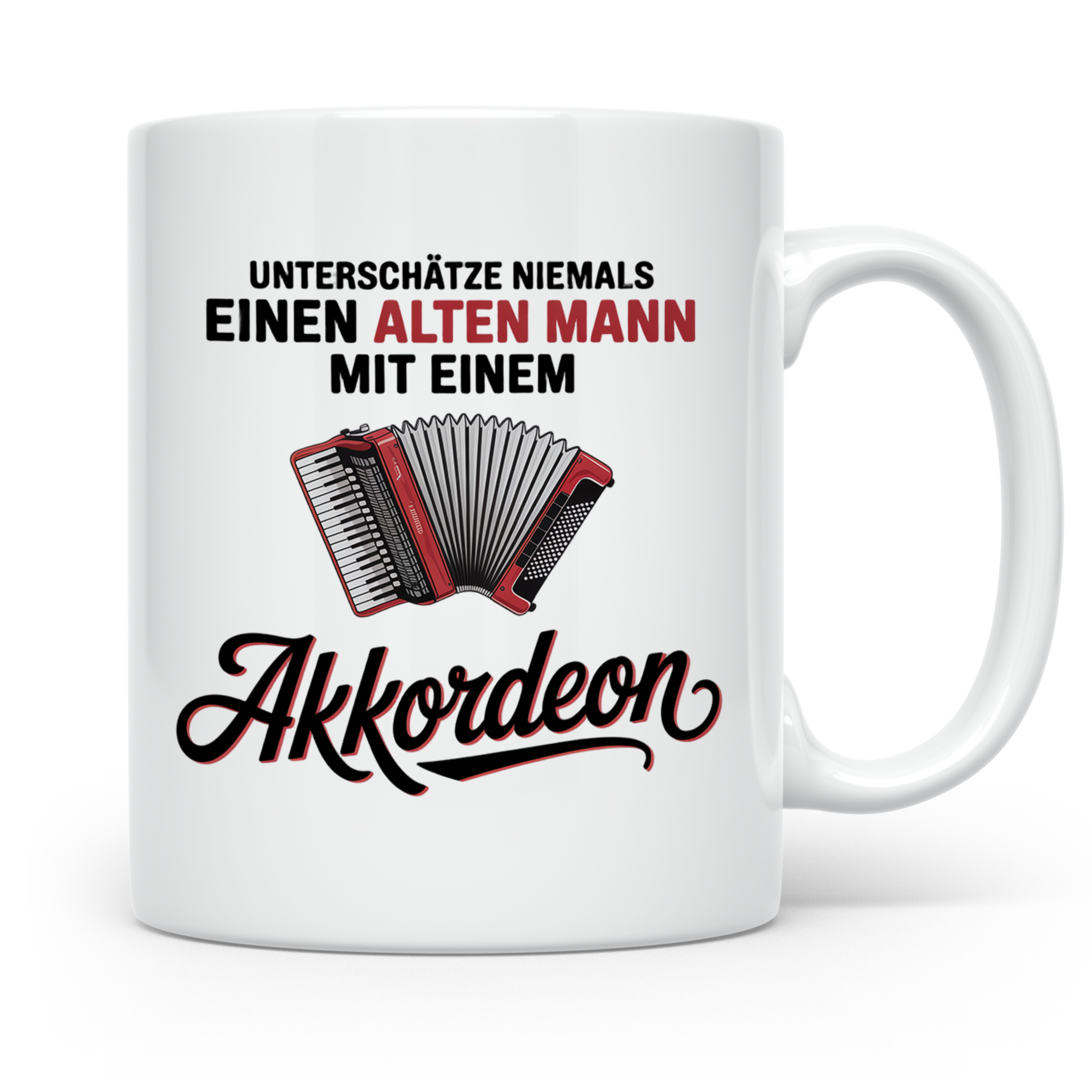 Akkordeon Tasse - Alter Mann Musikant - Quetschkommode Gesch – Weiß [farbe:weiß]