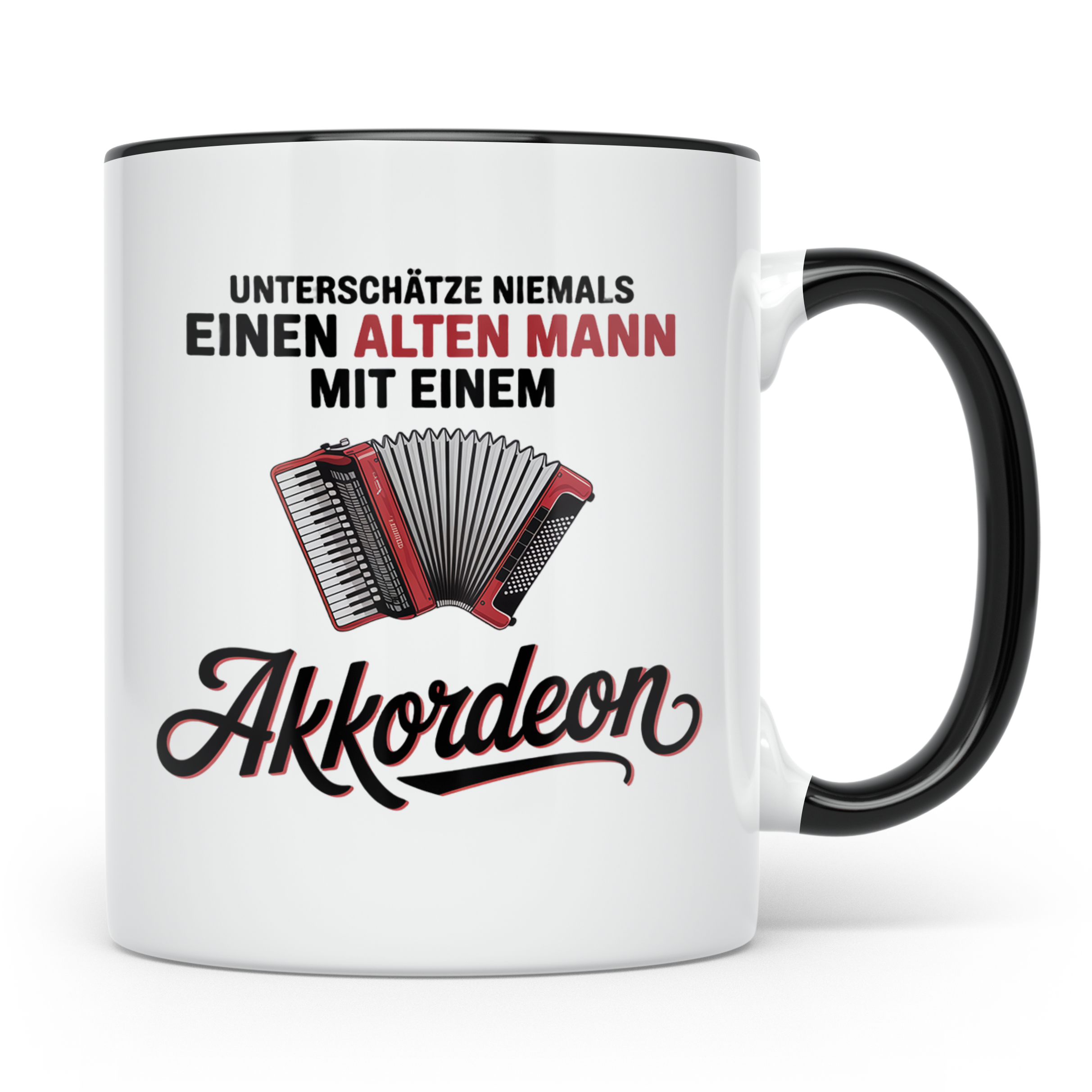 Akkordeon Tasse - Alter Mann Musikant - Quetschkommode Gesch – Schwarz [farbe:schwarz]