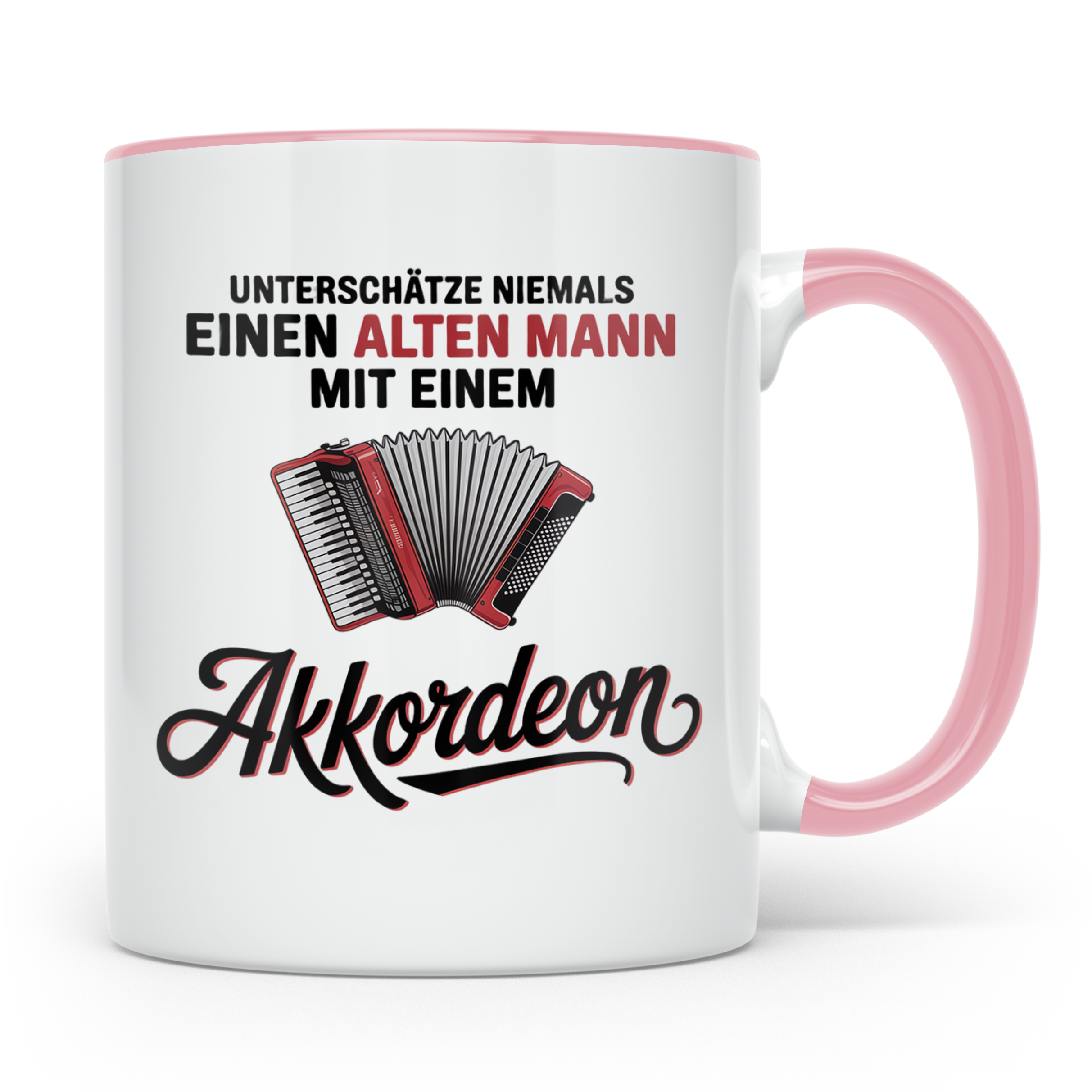 Akkordeon Tasse - Alter Mann Musikant - Quetschkommode Gesch – Rosa [farbe:rosa]