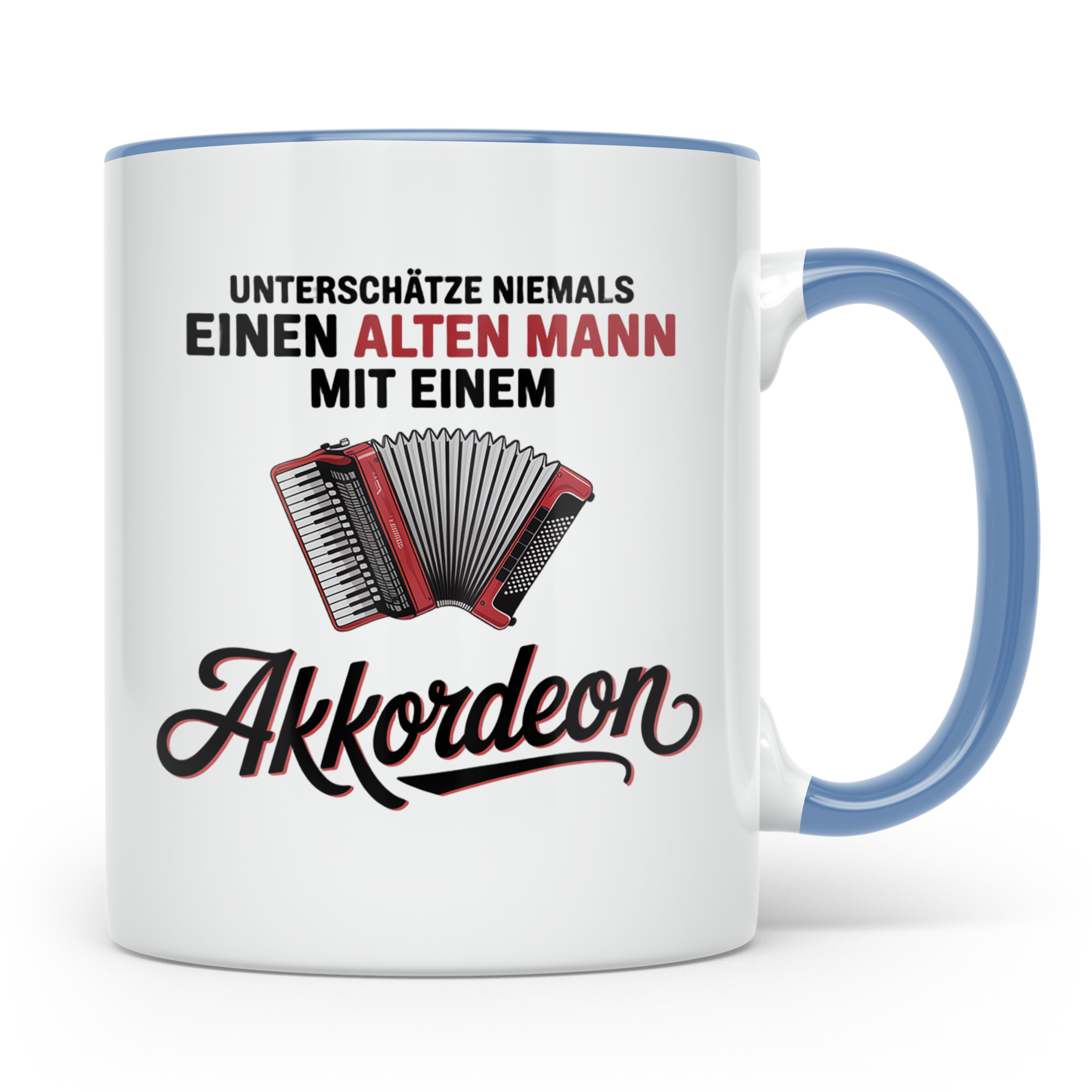 Akkordeon Tasse - Alter Mann Musikant - Quetschkommode Gesch – Blau [farbe:blau]