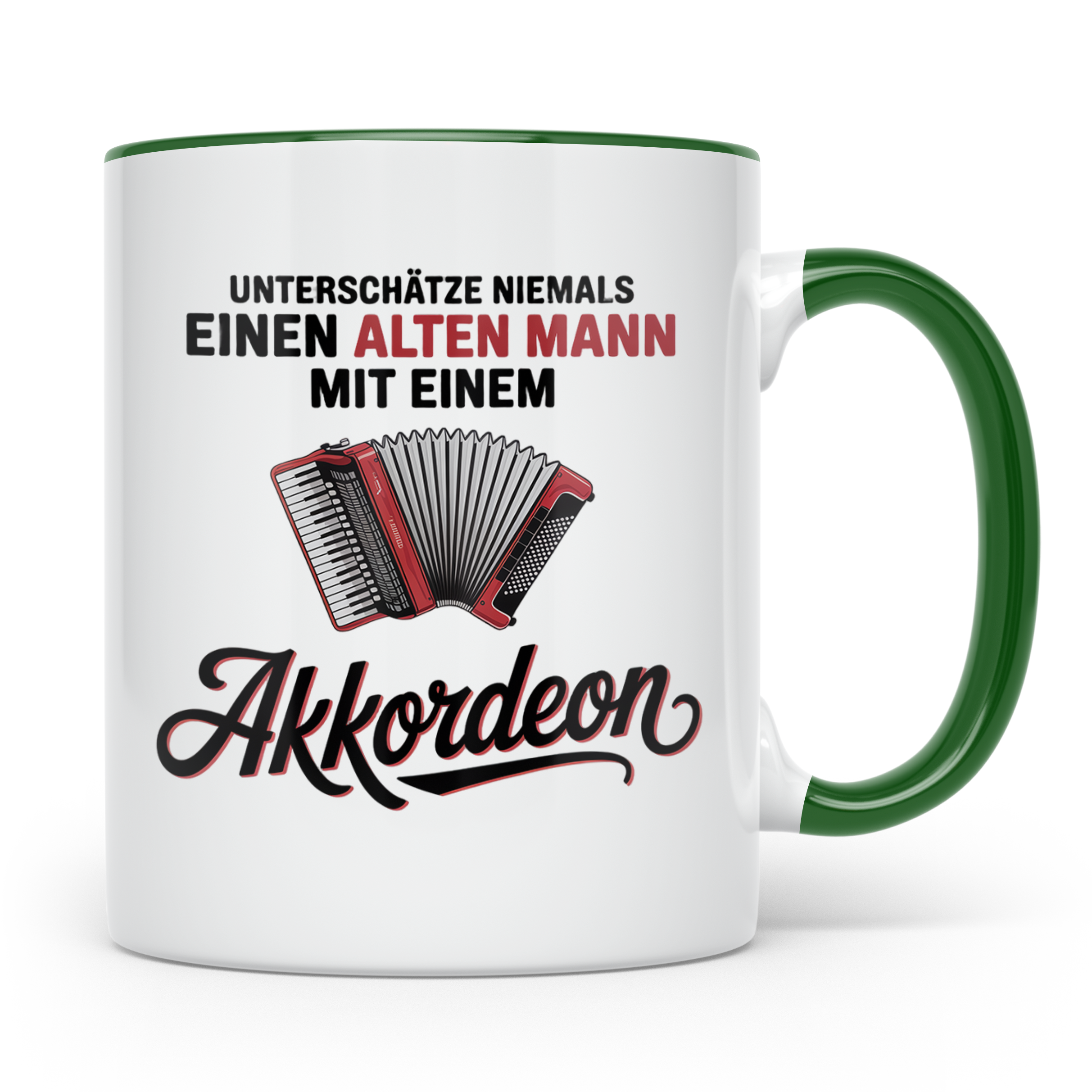Akkordeon Tasse - Alter Mann Musikant - Quetschkommode Gesch – Grün [farbe:grün]