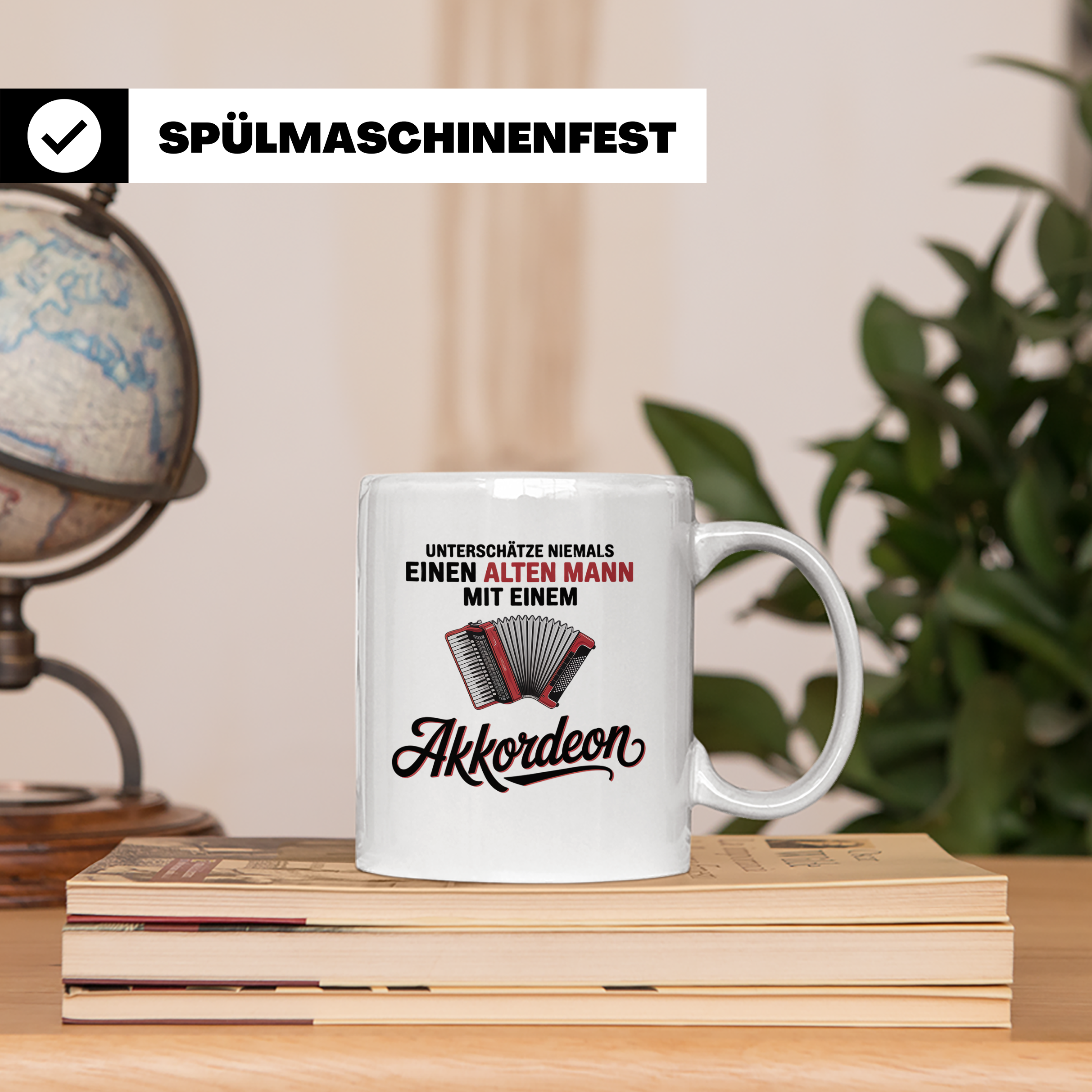 Akkordeon Tasse - Alter Mann Musikant - Quetschkommode Gesch – Weiß [farbe:weiß]