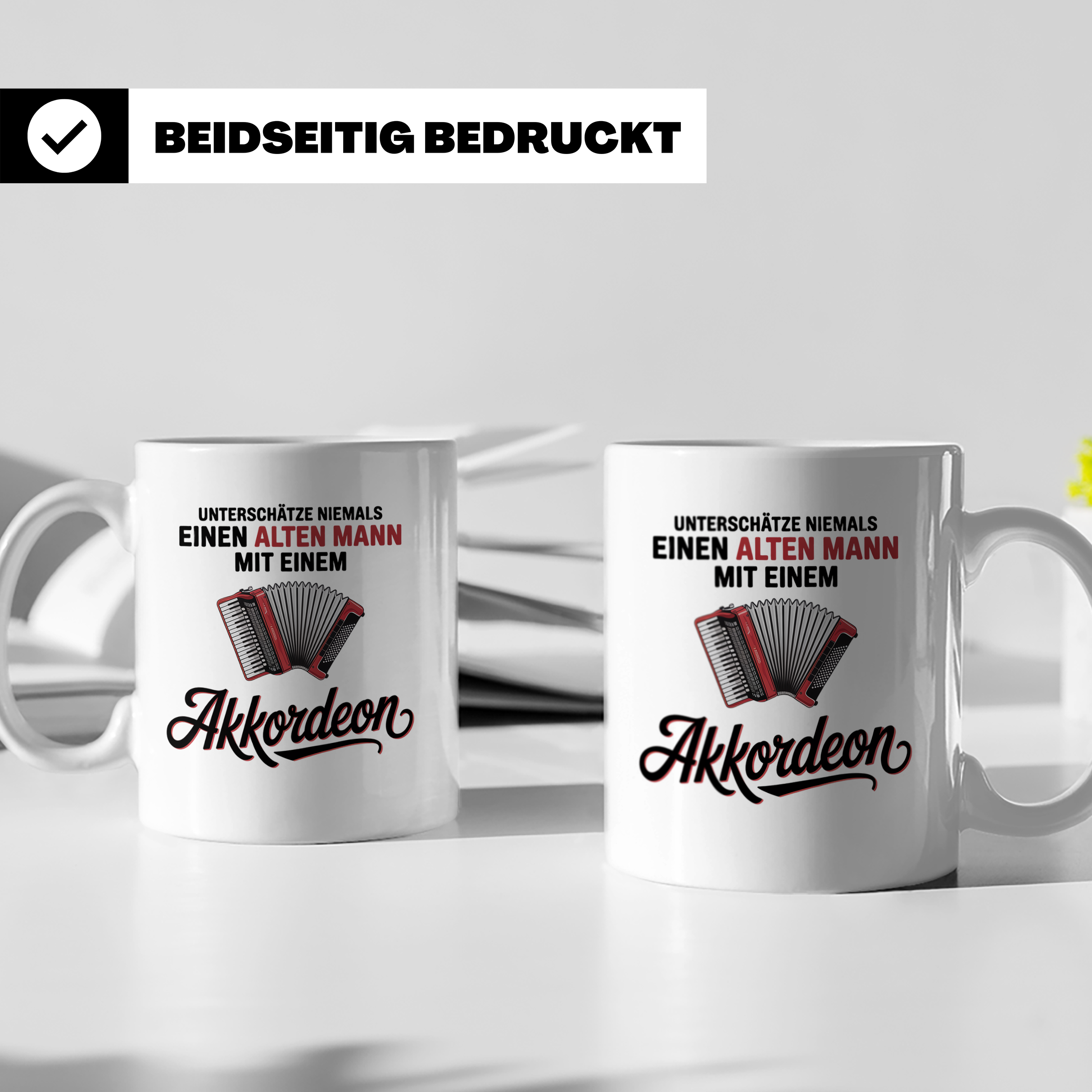 Akkordeon Tasse - Alter Mann Musikant - Quetschkommode Gesch – Weiß [farbe:weiß]